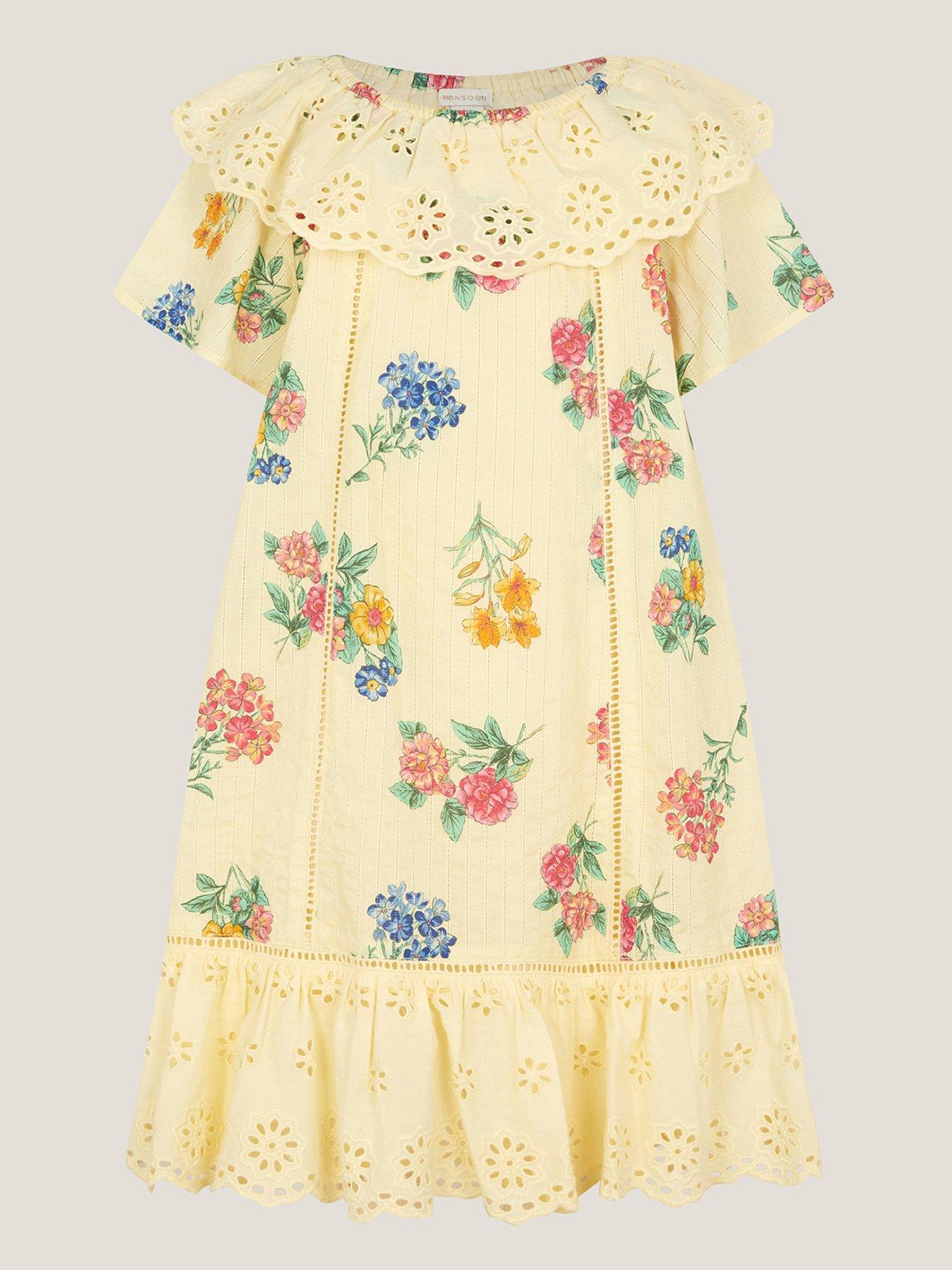 Monsoon Girls Sasha Cluster Dress - Yellow