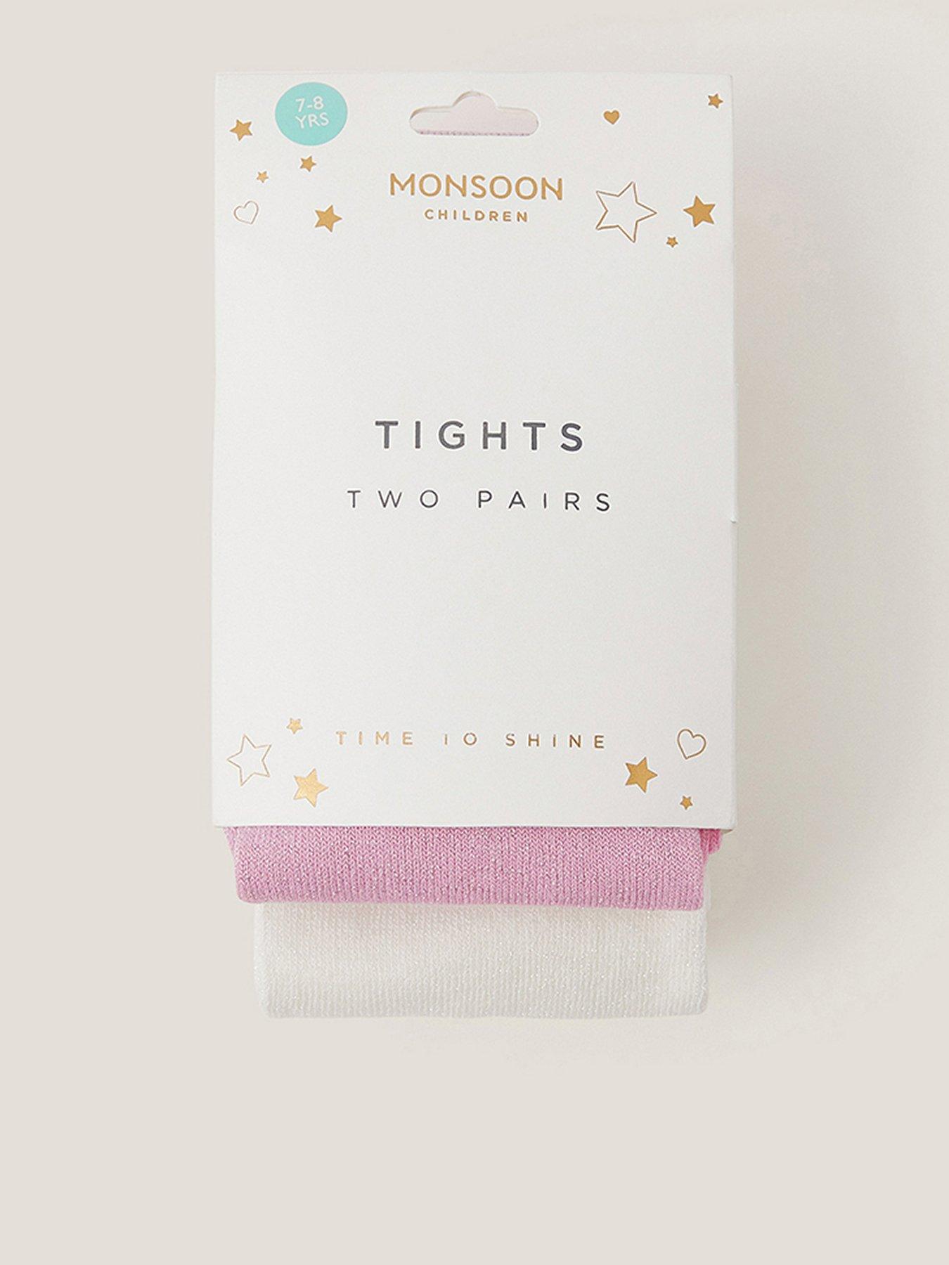Monsoon Girls Frosted 2 Pack Tights, Multi, Size 9-10 Years