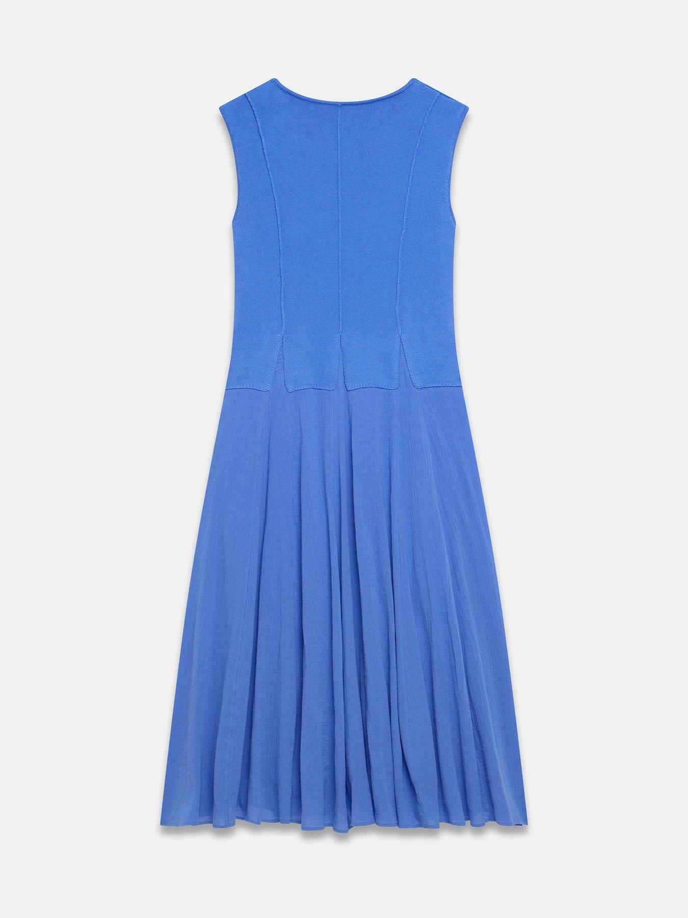 Image 6 of 6 of Mint Velvet Blue Woven Mix Knit Dress