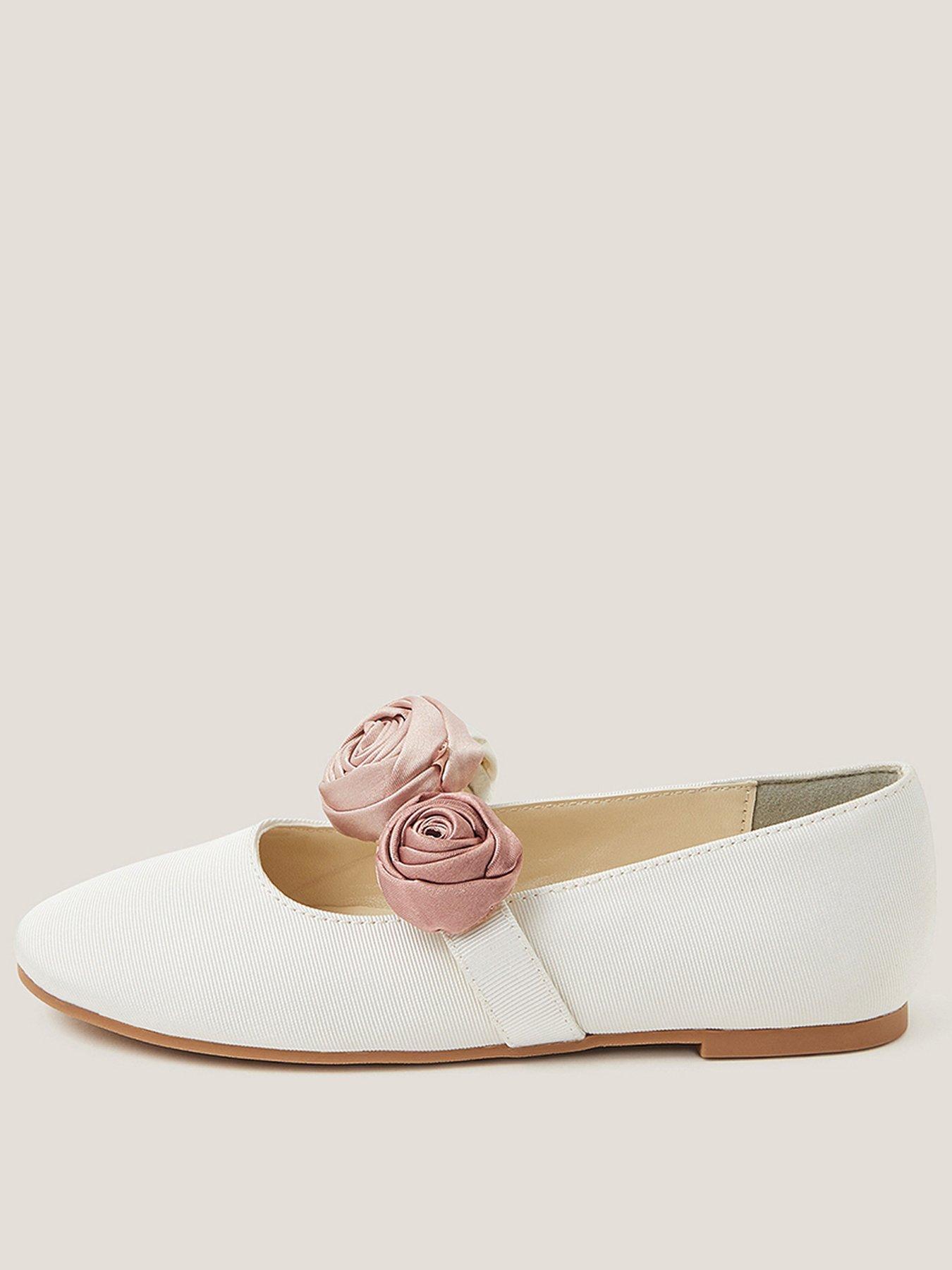 Monsoon Girls Mixed Rosette 2 Part Ballerina Shoes - Light Cream