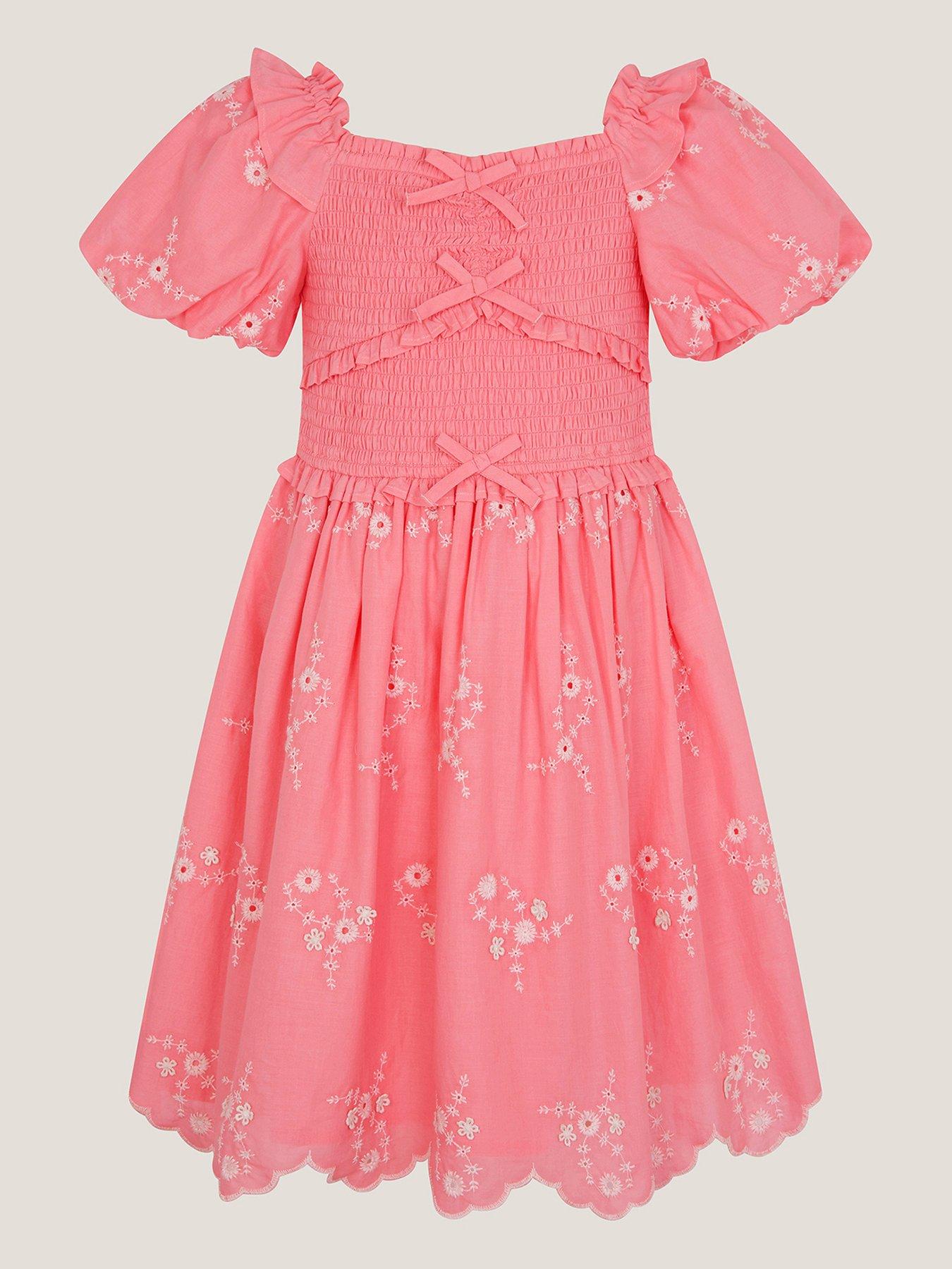 Image 1 of 3 of Monsoon Girls Sweetheart Dress - Pink