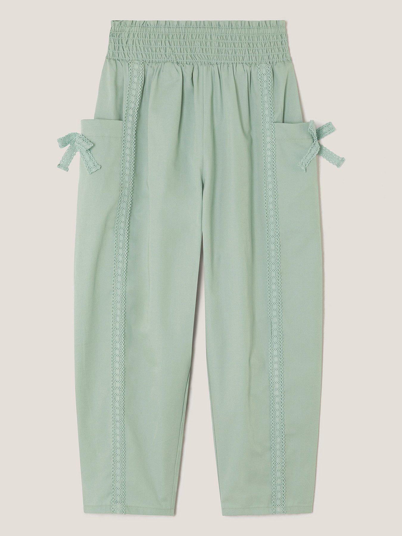 Monsoon Girls Twill Cargo Trousers - Green