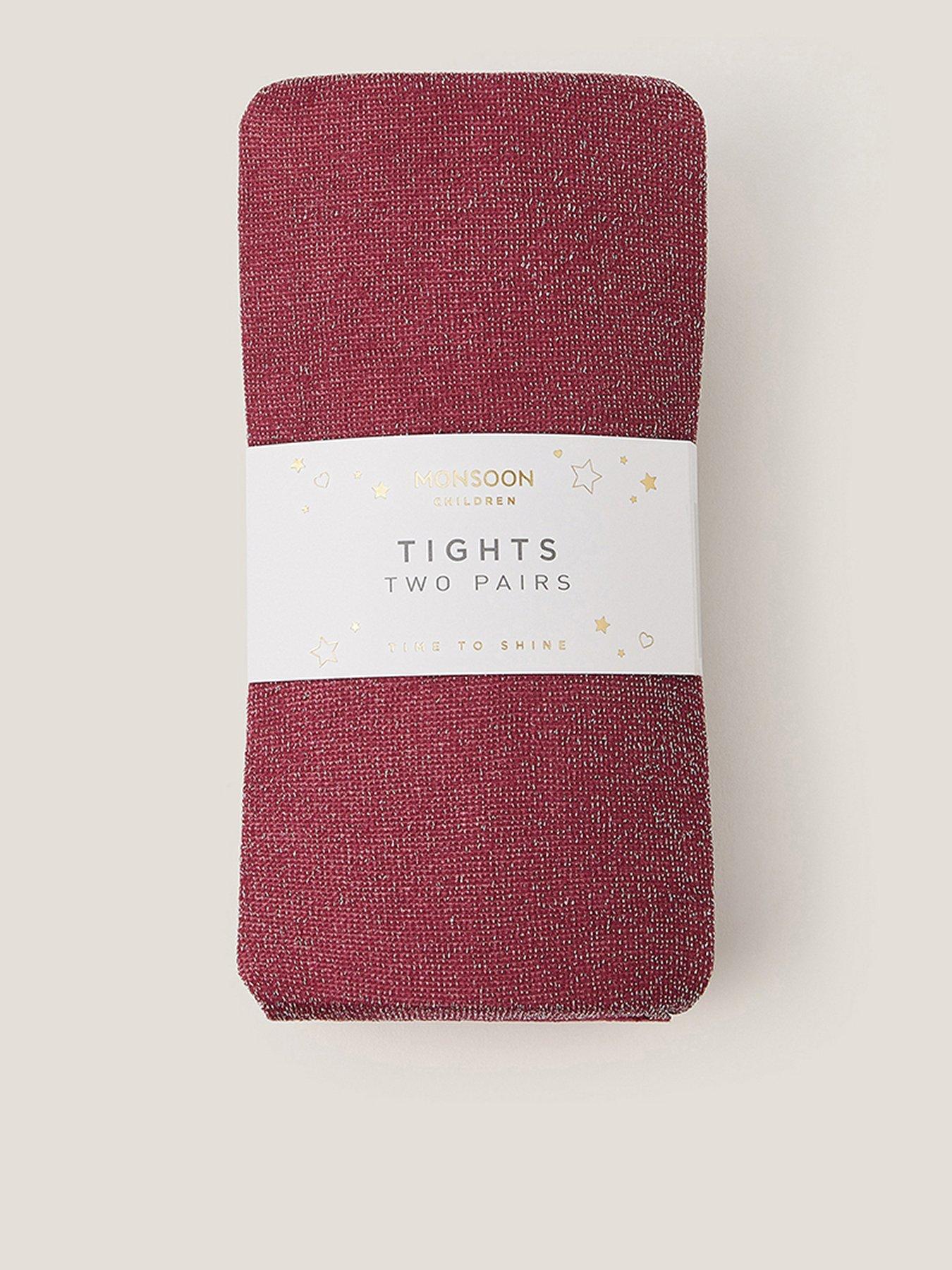 Monsoon Girls 2 Pack Cherry Tights - Red