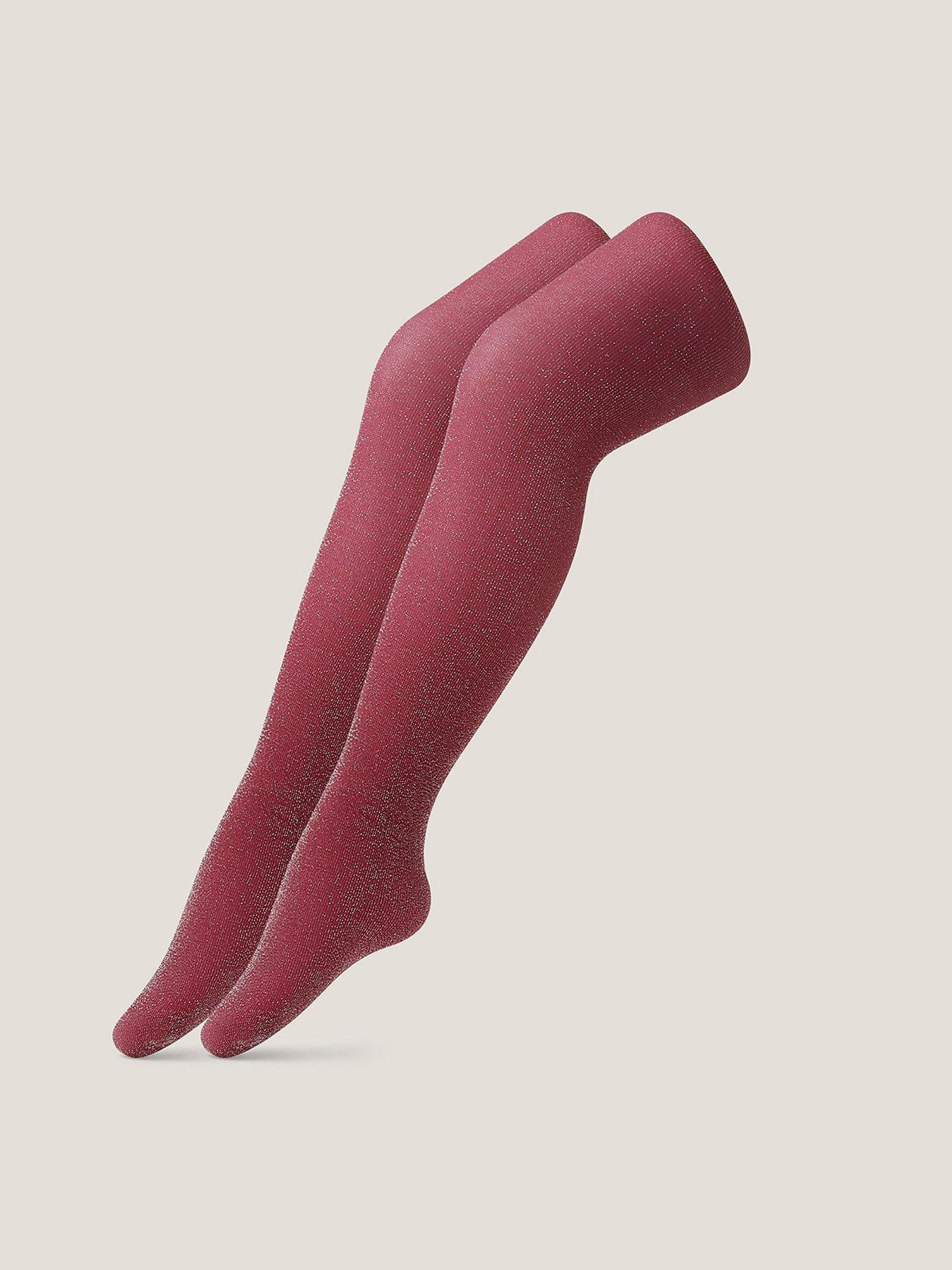 Image 2 of 2 of Monsoon Girls 2 Pack Cherry Tights - Red