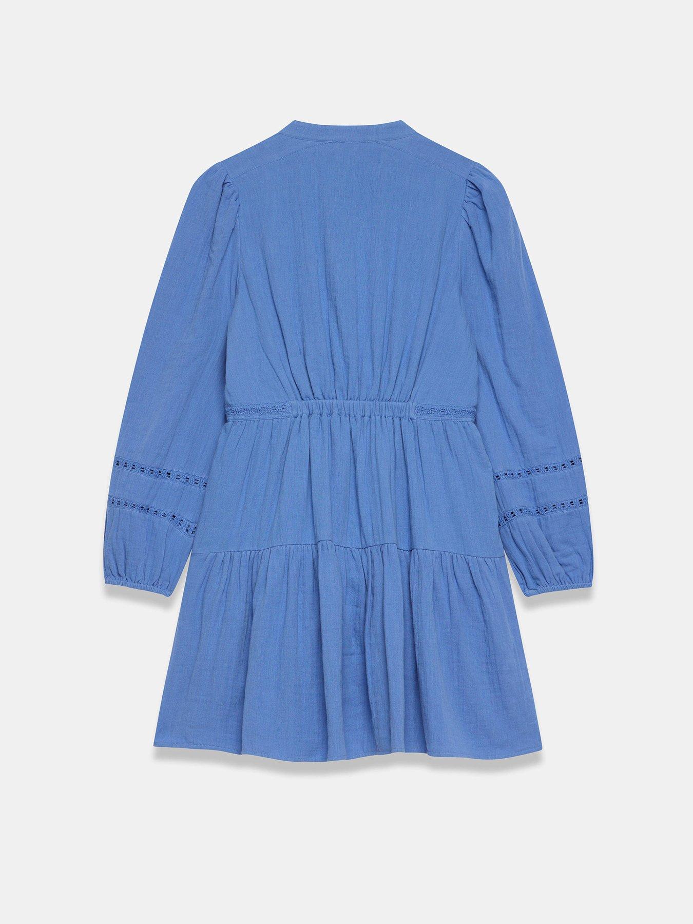 Image 6 of 6 of Mint Velvet Blue Cotton Gauze Mini Dress