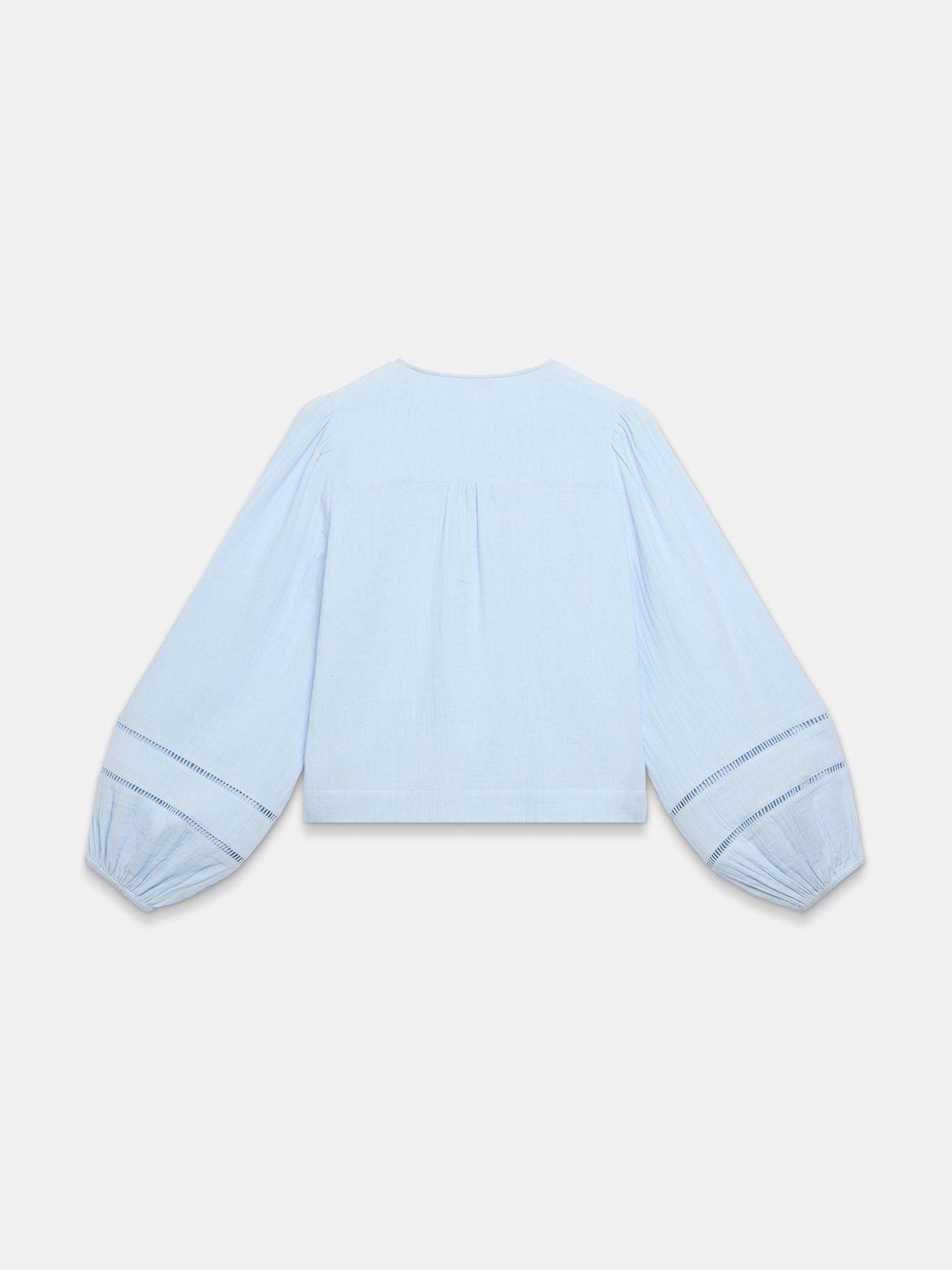 Image 6 of 6 of Mint Velvet Cotton Open Stitch Blouse - Blue