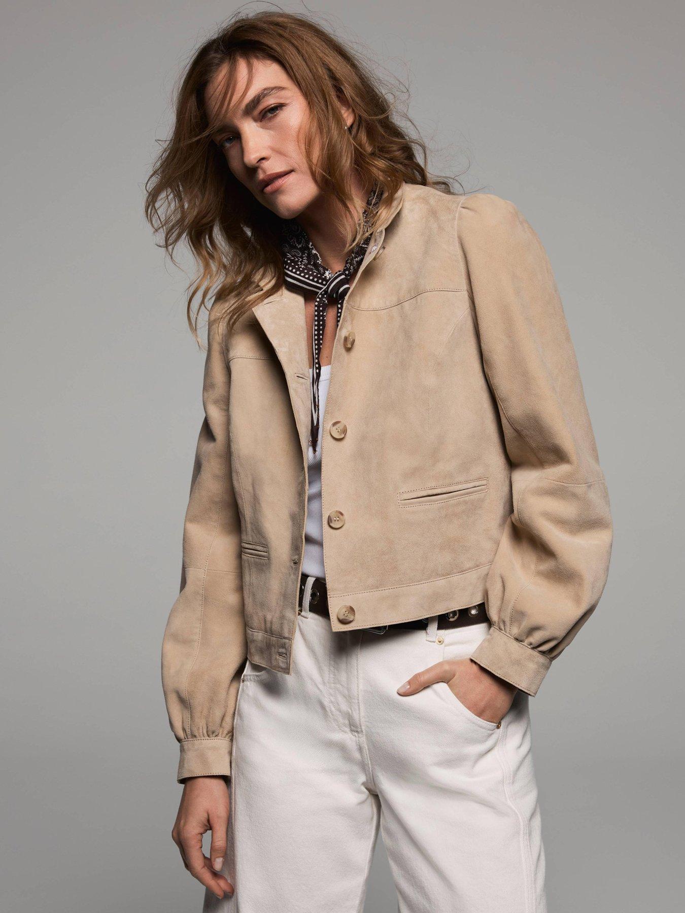 Mint Velvet Suede Puff Sleeve Jacket - Brown