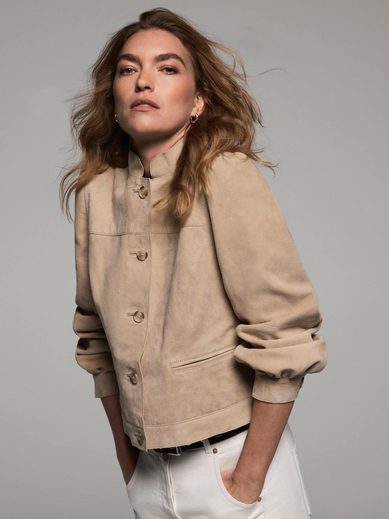 Image 3 of 6 of Mint Velvet Sand Suede Puff Sleeve Jacket