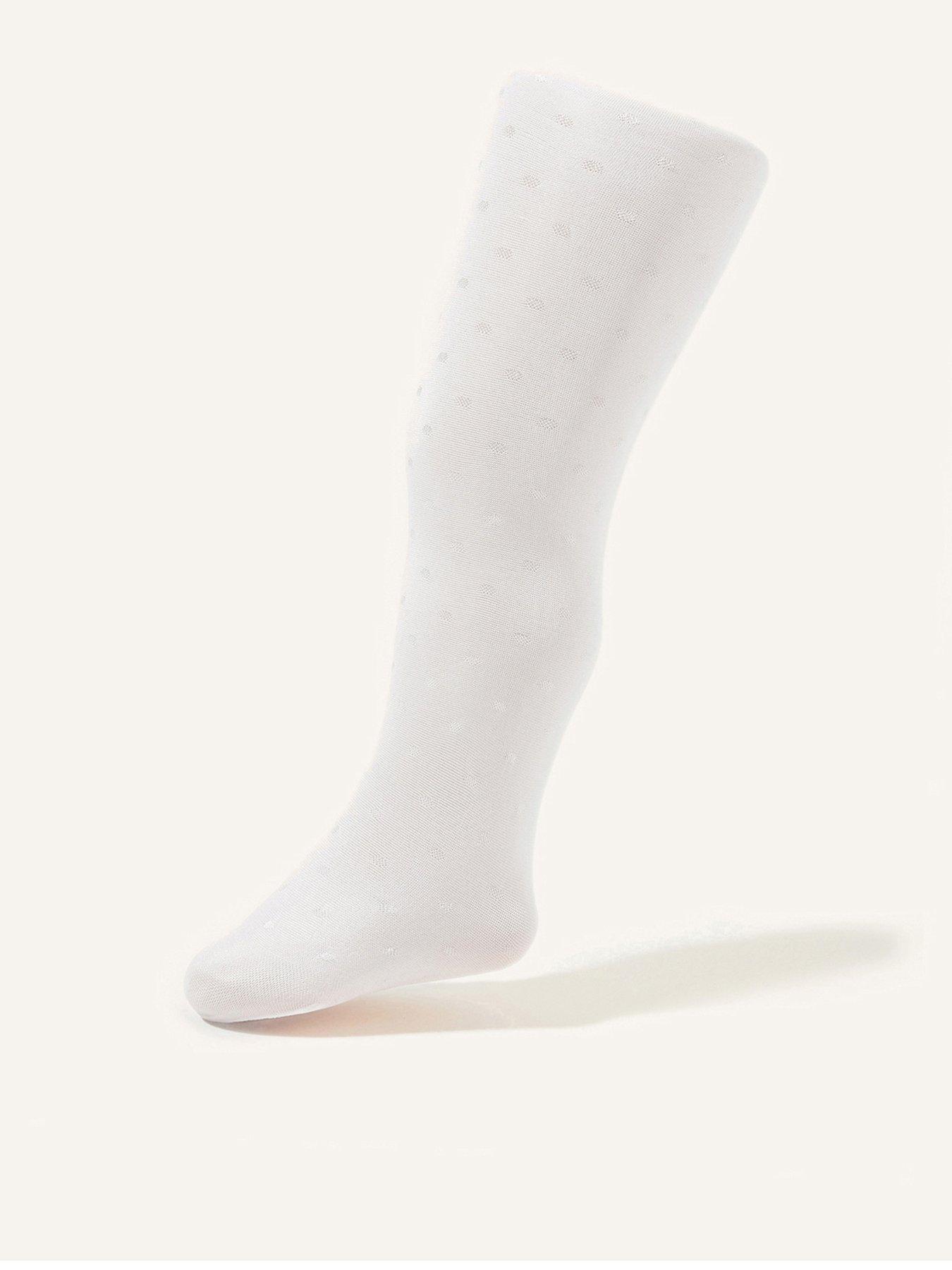 Monsoon Baby Girls Bridal Spot Tights, White, Size 2-3 Years