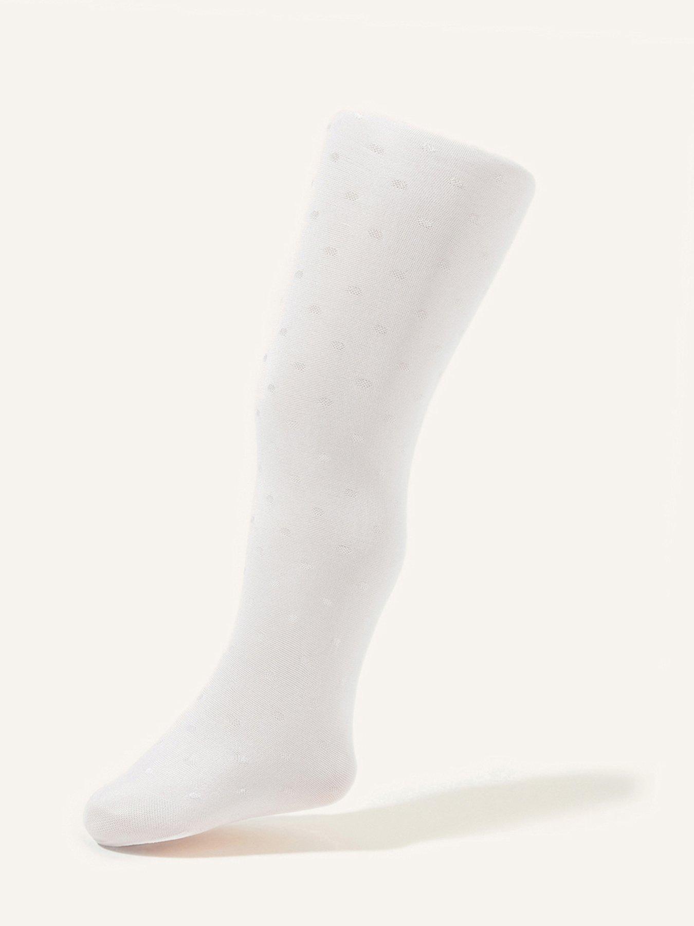 Image 2 of 4 of Monsoon Baby Girls Bridal Spot Tights - White