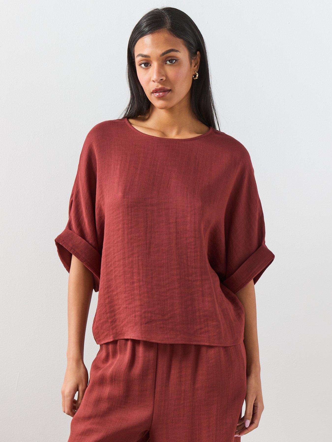 Mango Three-Quarter Sleeve Blouse - Red