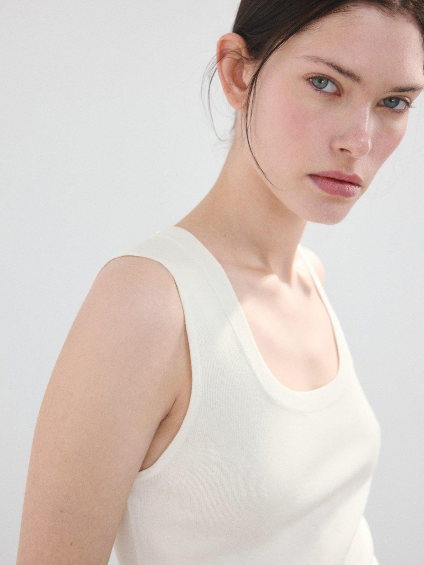 Image 2 of 6 of Mango Round-neck Knitted Top - Cream