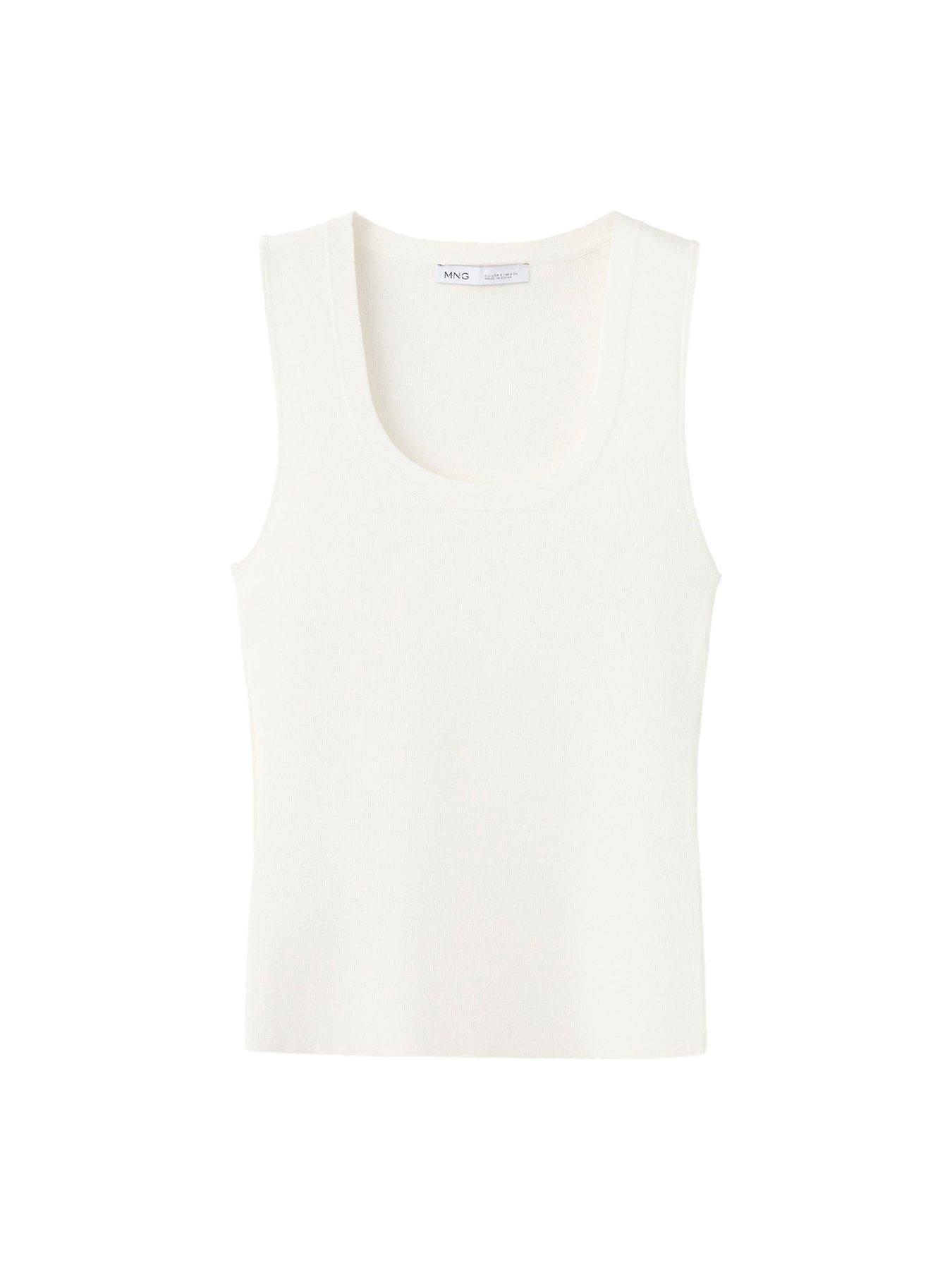 Image 6 of 6 of Mango Round-neck Knitted Top - Cream