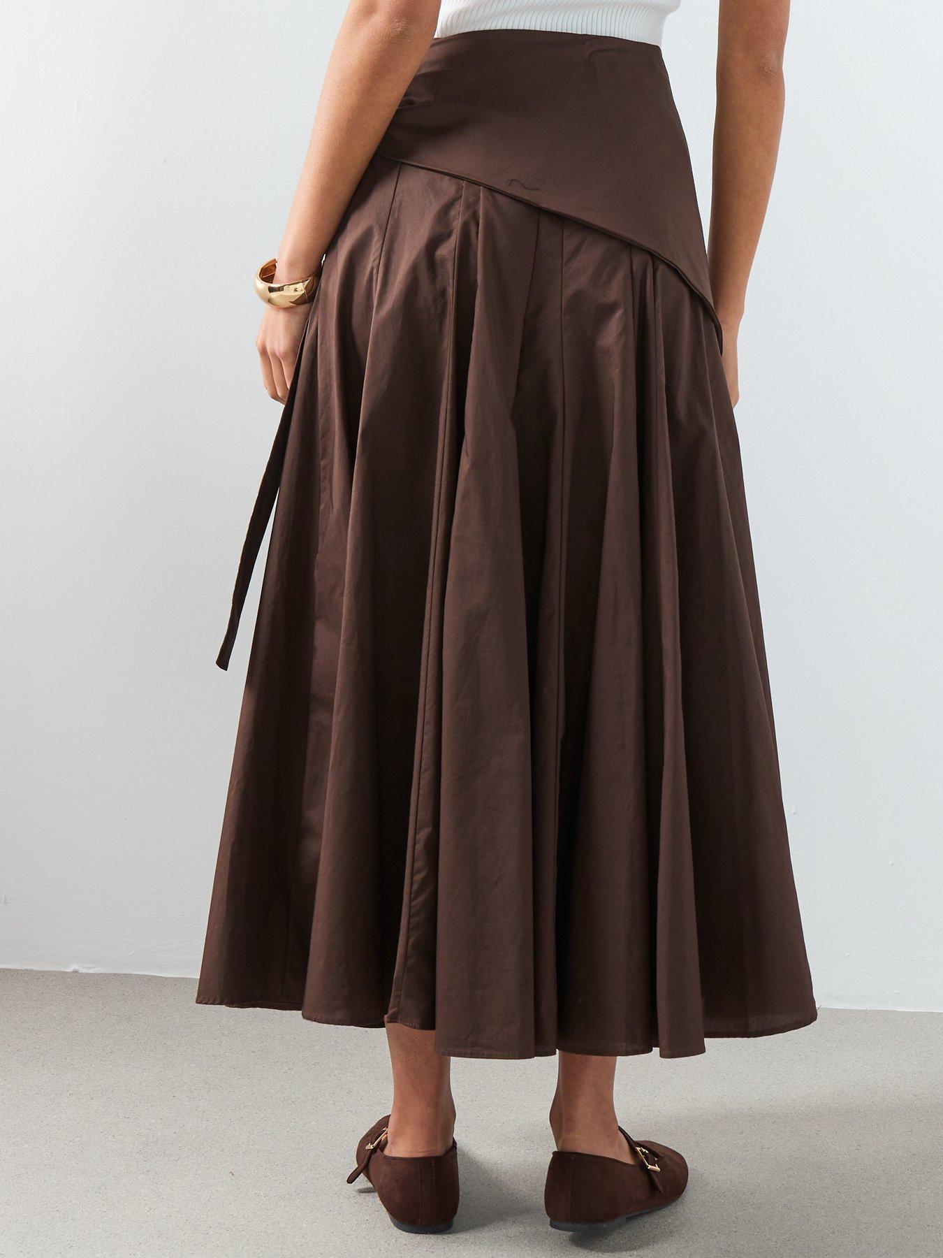 Image 2 of 6 of Mango A-line Skirt With Handkerchief Detail - Brown