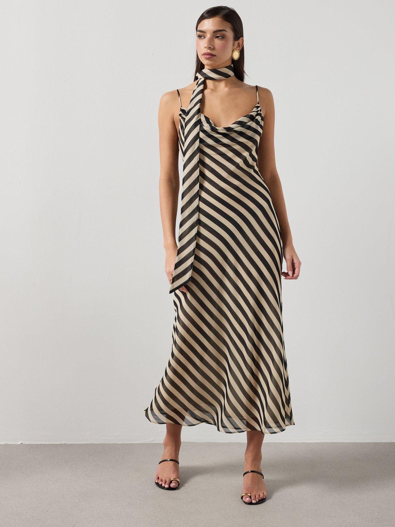 Image 3 of 6 of Mango Printed Dress With Foulard - Black