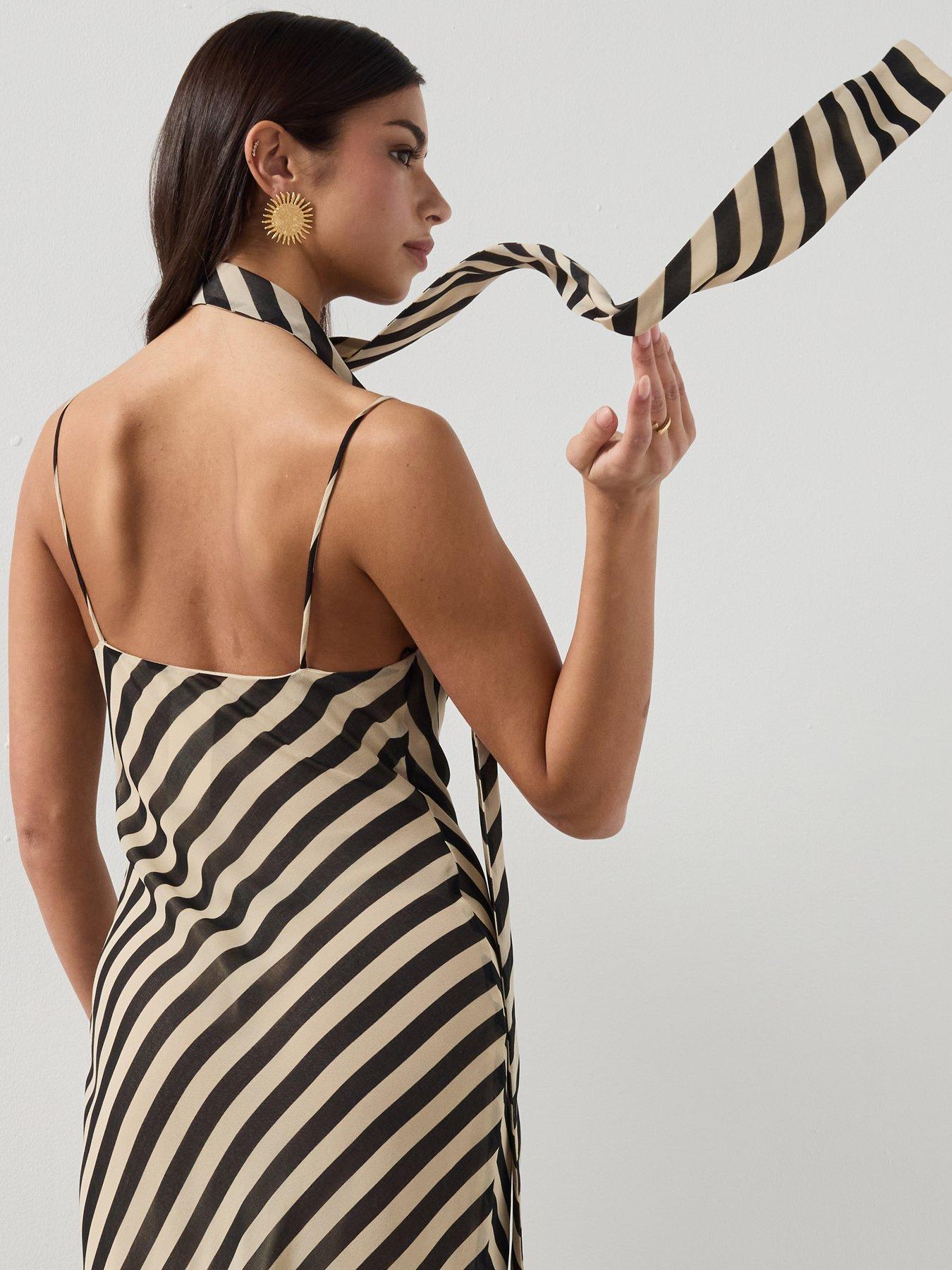 Image 4 of 6 of Mango Printed Dress With Foulard - Black