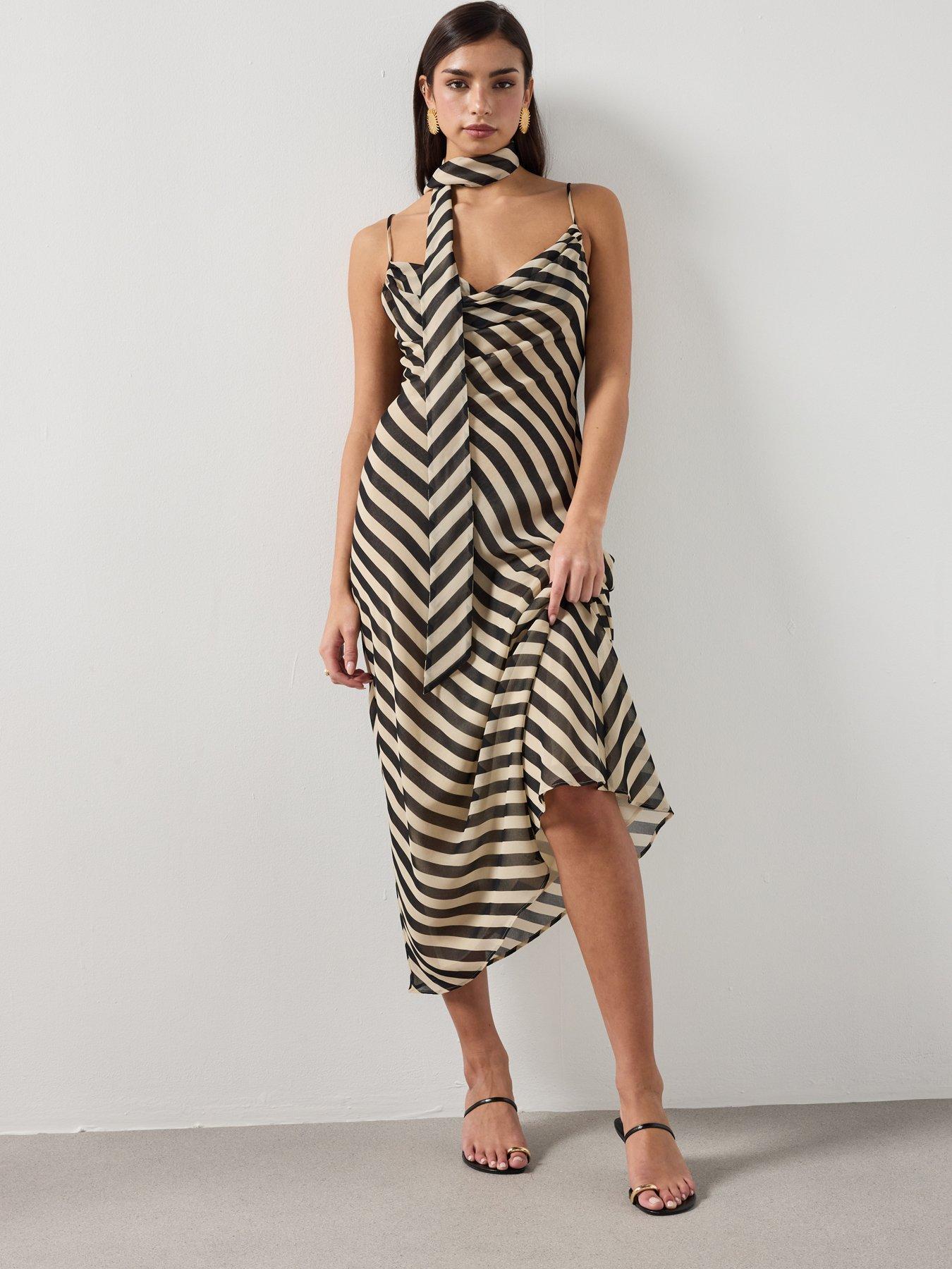 Image 5 of 6 of Mango Printed Dress With Foulard - Black