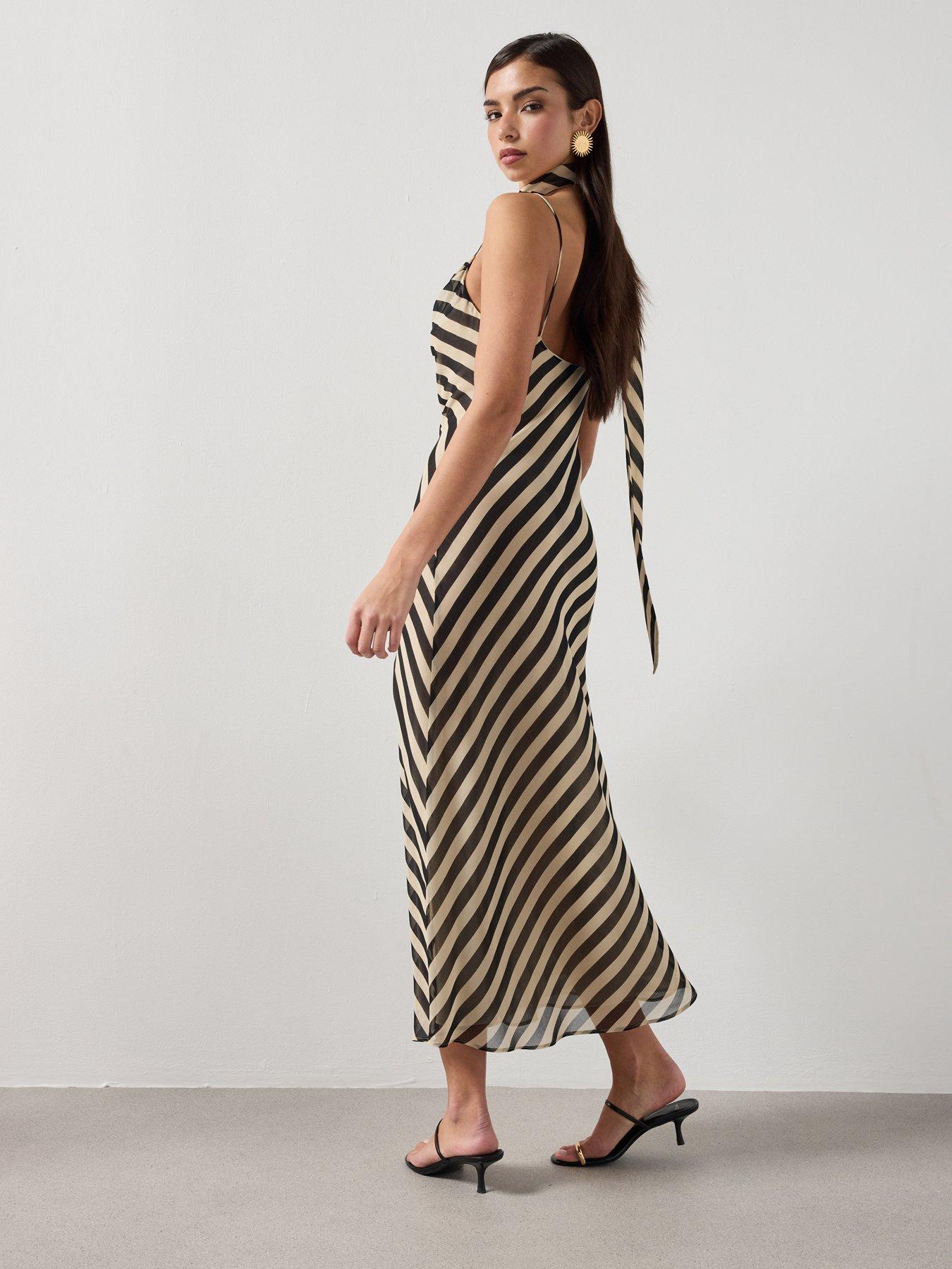 Image 6 of 6 of Mango Printed Dress With Foulard - Black