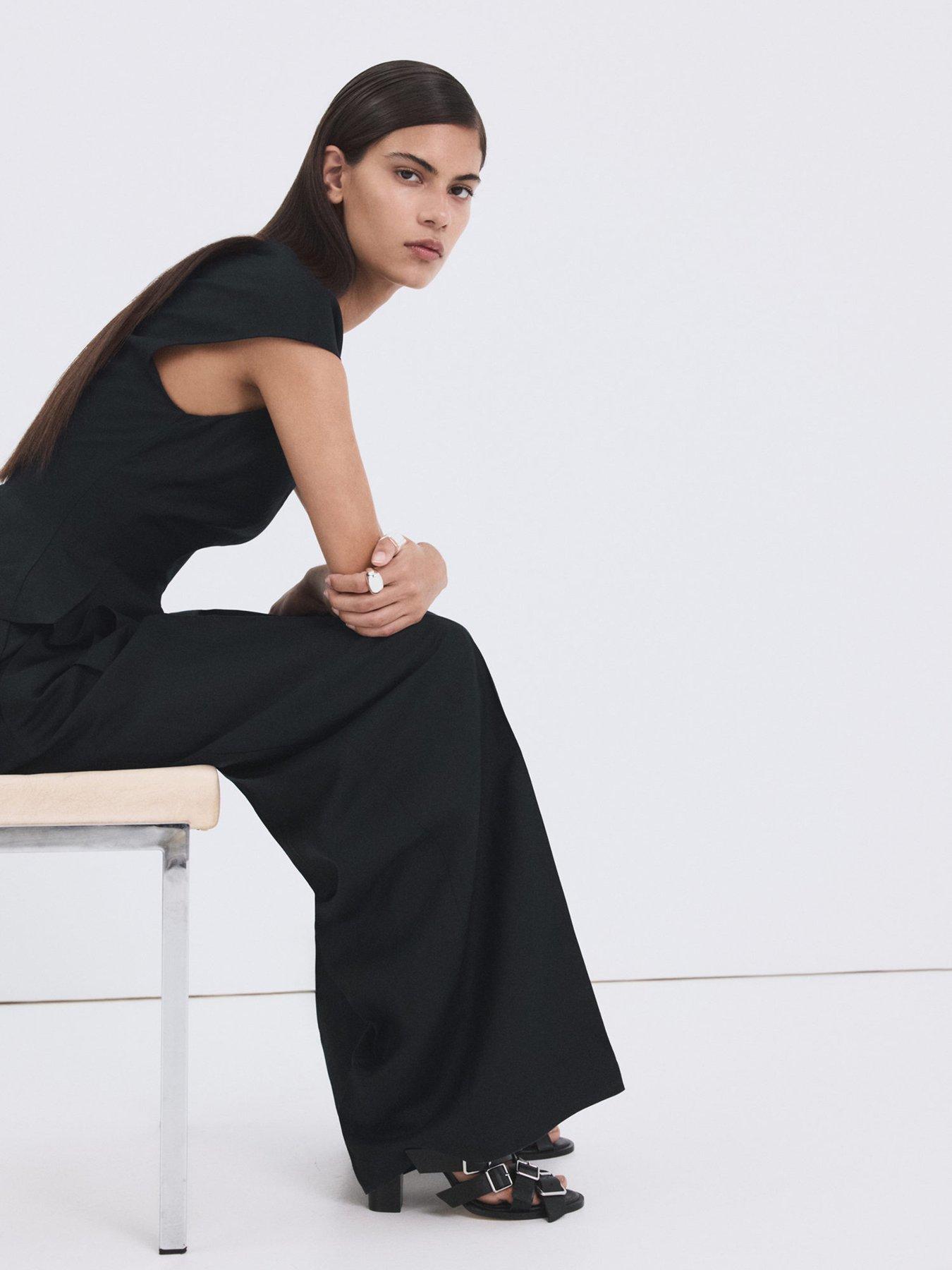 Image 5 of 7 of Mango Cotton Linen Peplum Top - Navy