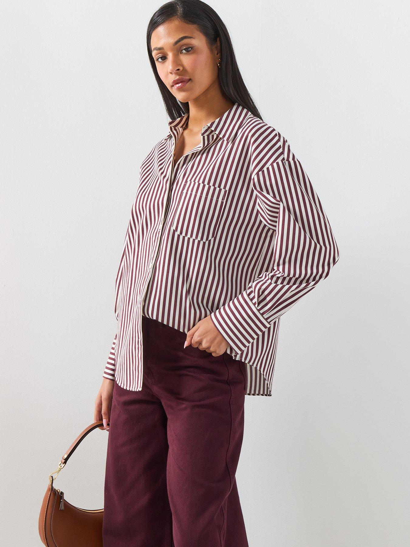 Image 5 of 6 of Mango Striped Cotton Shirt - Brown