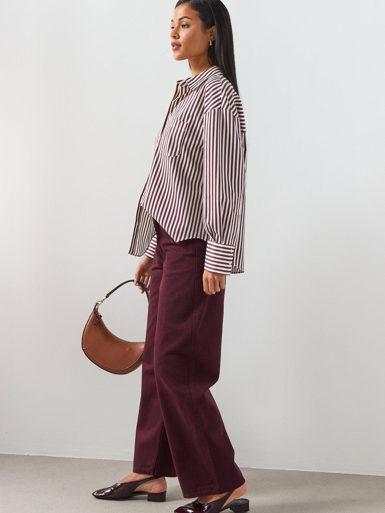 Image 6 of 6 of Mango Striped Cotton Shirt - Brown