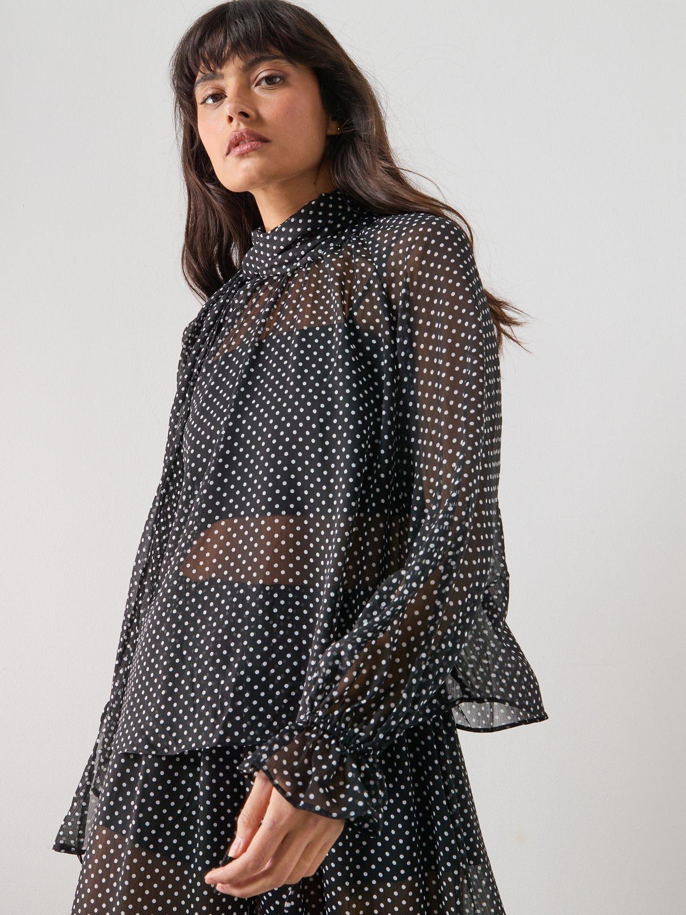 Mango Polka Dot Blouse - Black