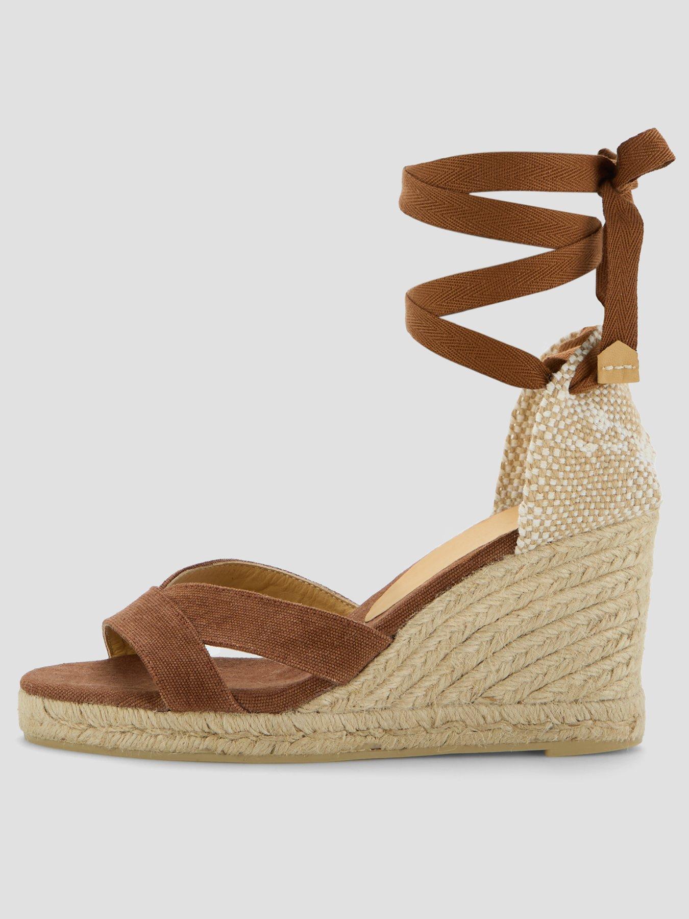 CASTANER Suede Open Toe Wedge Sandals - Brown