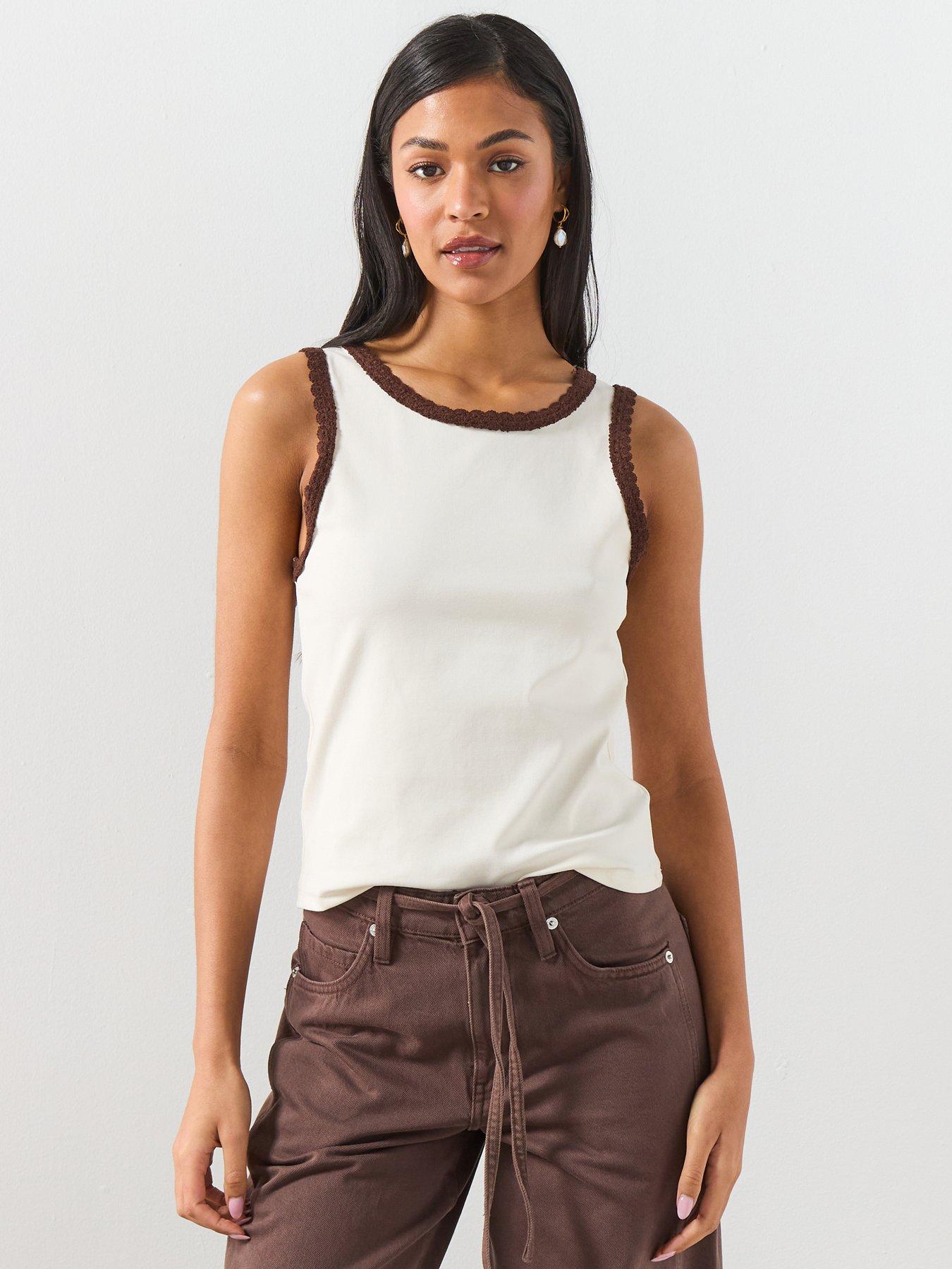 Image 1 of 6 of Mango Scalloped Edge Tops - Cream