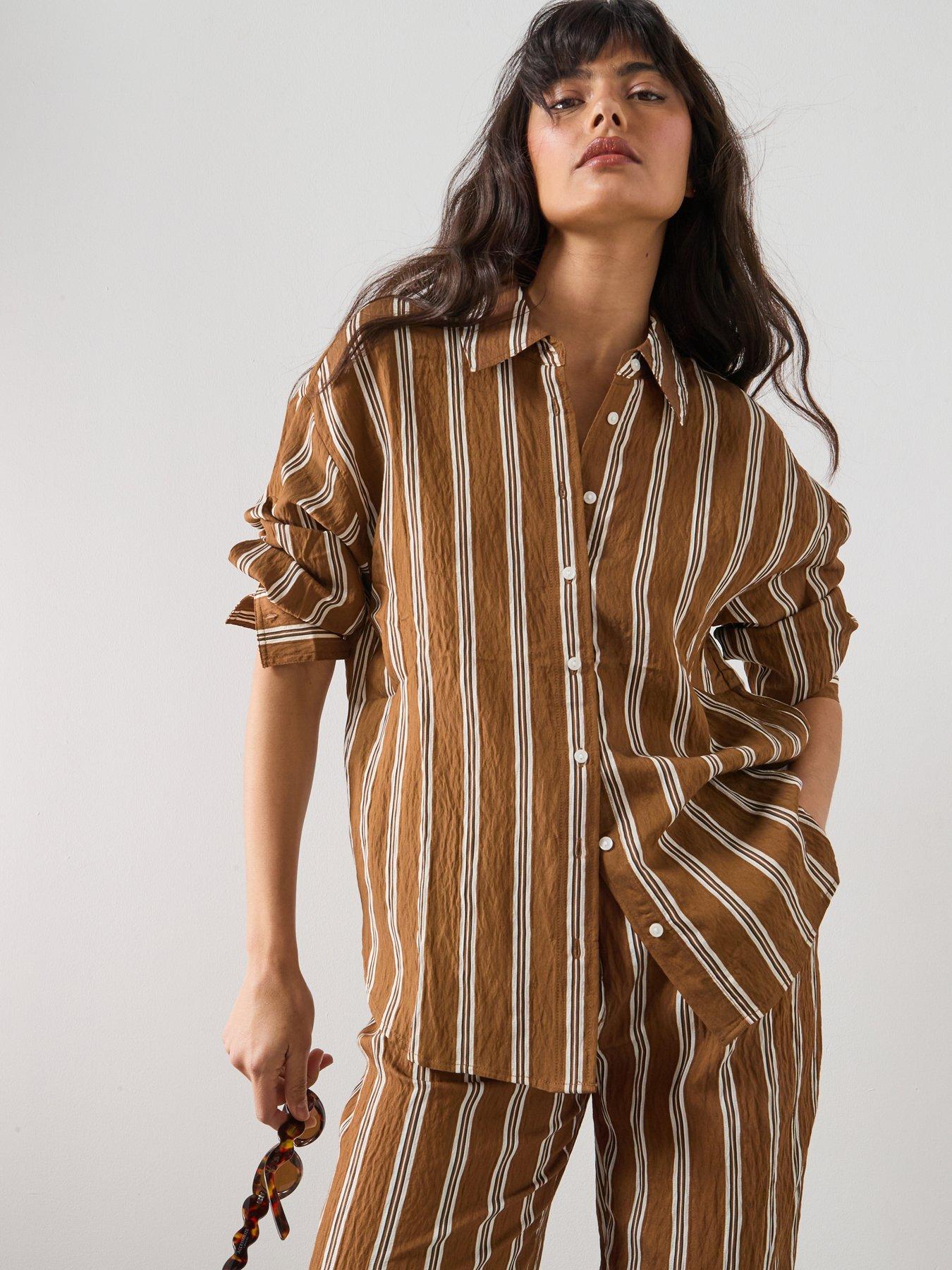Mango Striped Shirt - Brown