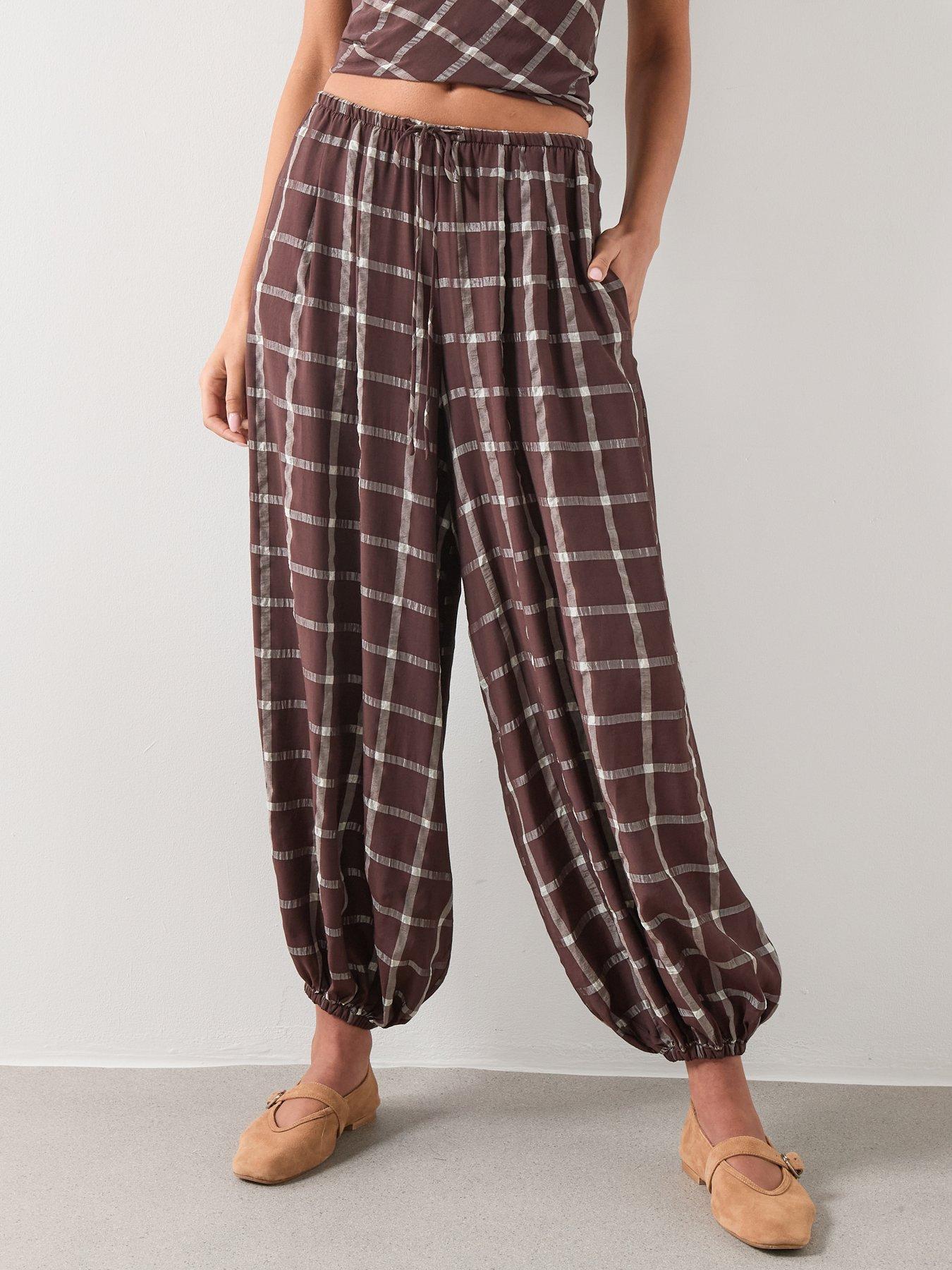 Mango Mid-rise Harem Pants - Burgundy