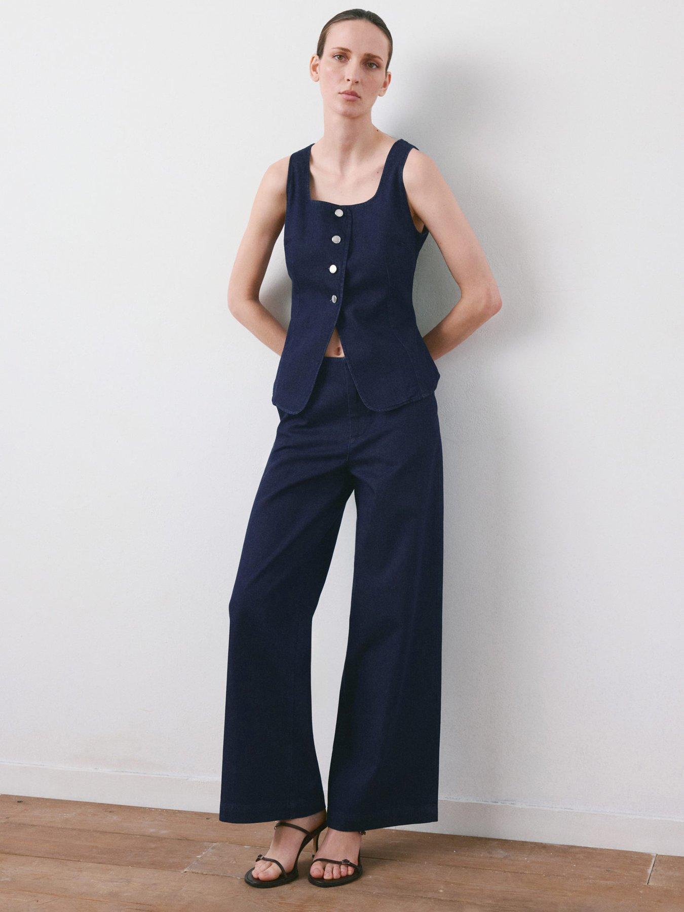 Mango Buttoned Co-Ord Denim Top - Blue
