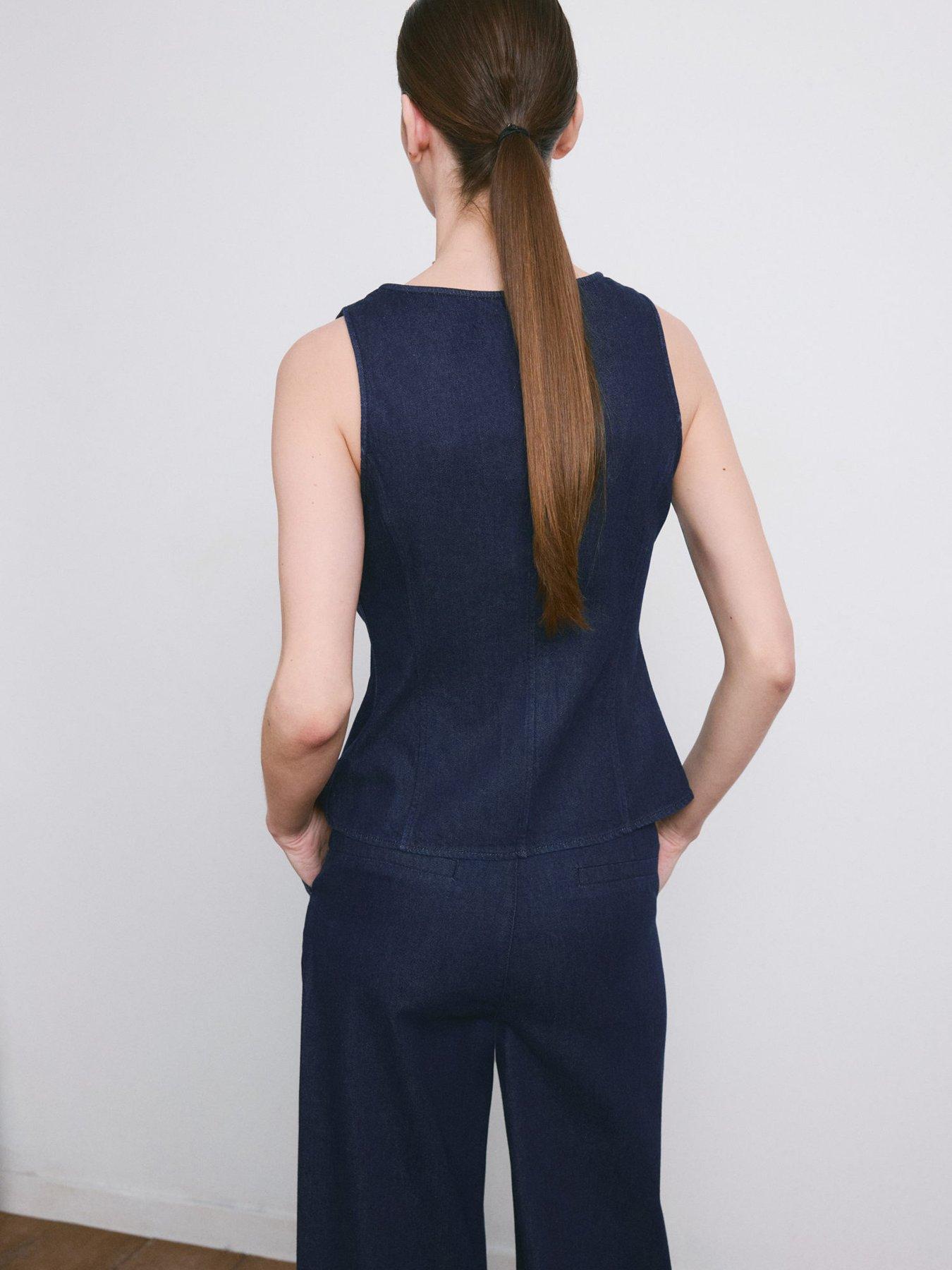 Image 3 of 6 of Mango Buttoned Co-ord Denim Top - Blue