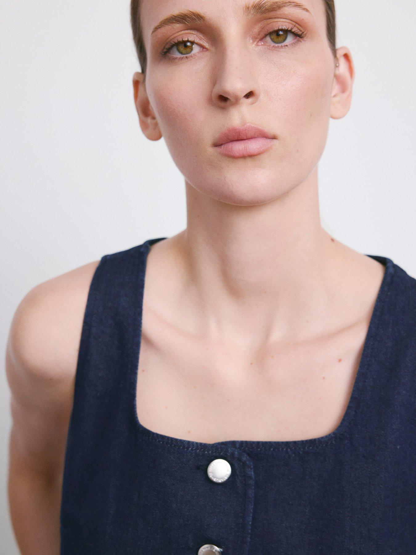 Image 4 of 6 of Mango Buttoned Co-ord Denim Top - Blue