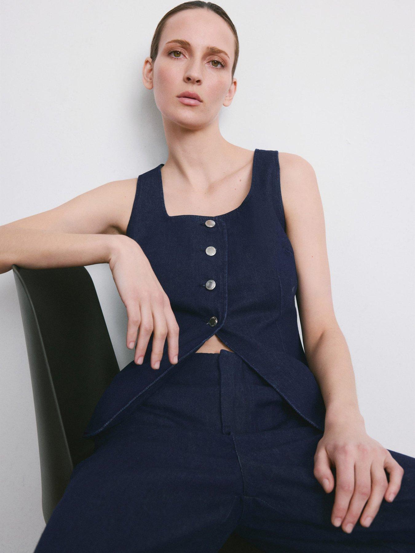 Image 5 of 6 of Mango Buttoned Co-ord Denim Top - Blue