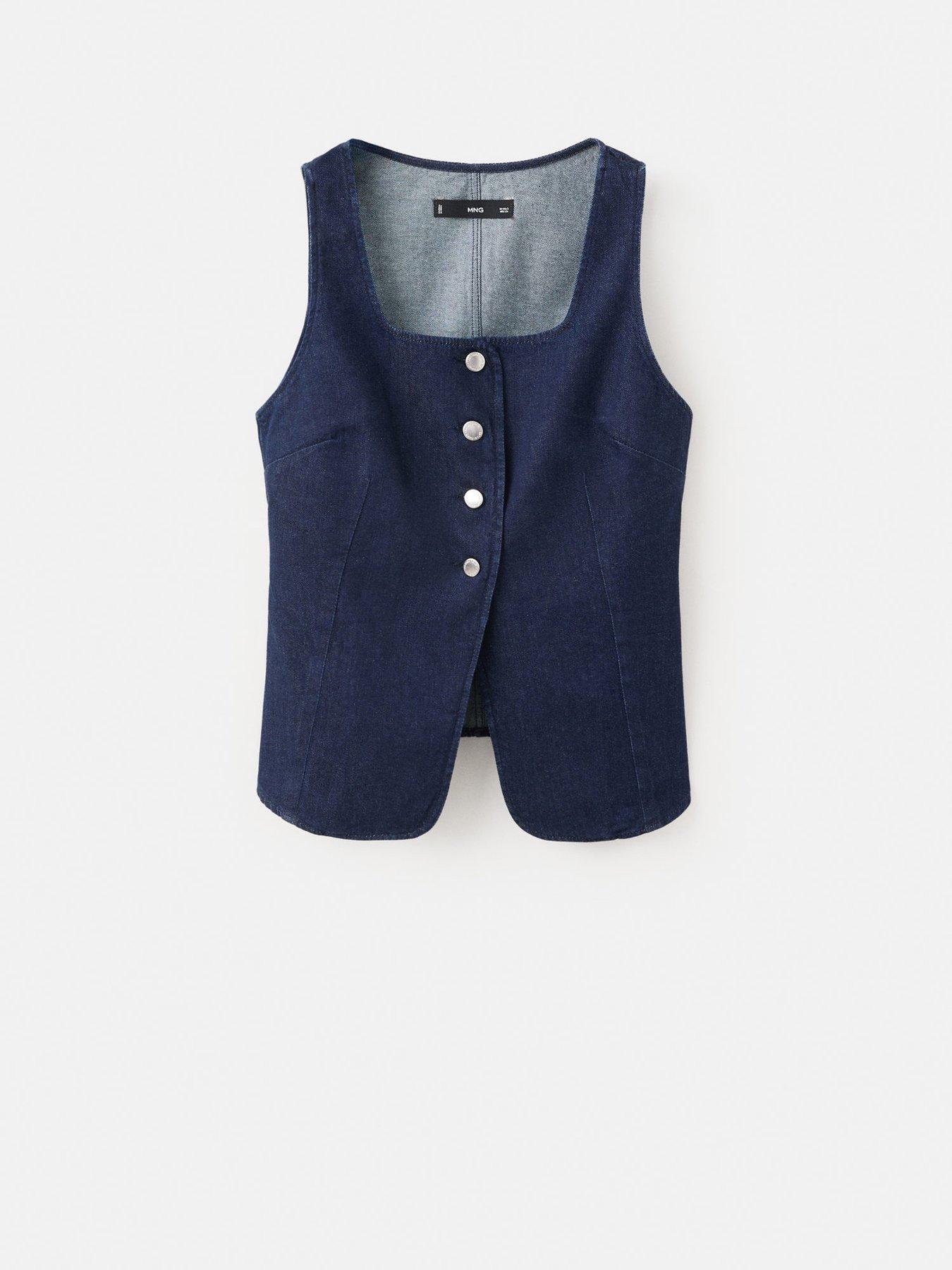 Image 6 of 6 of Mango Buttoned Co-ord Denim Top - Blue
