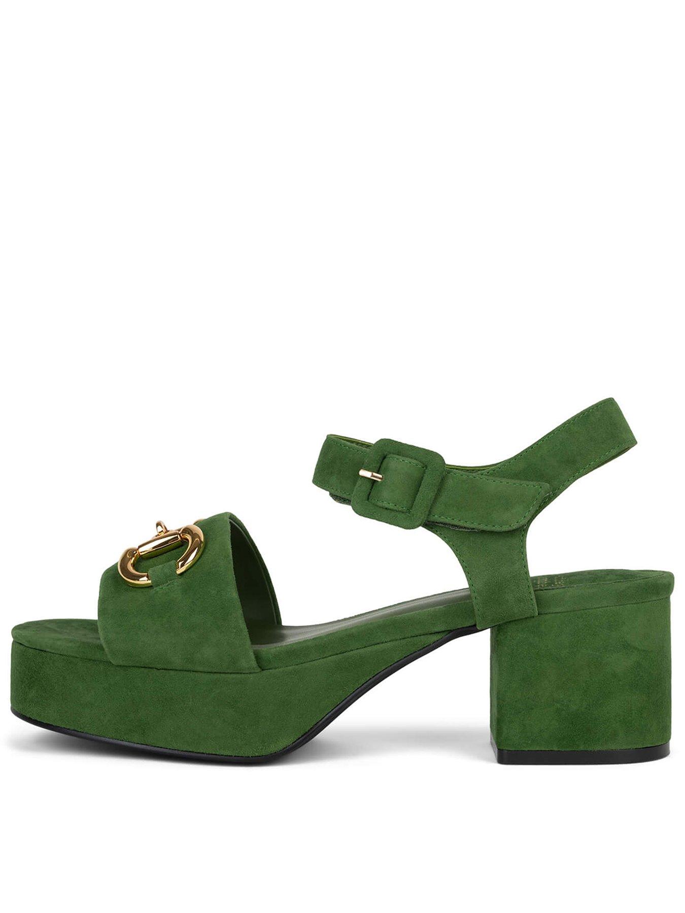 Image 1 of 4 of Jeffrey Campbell Timeless Suede Platform Sandals - Green