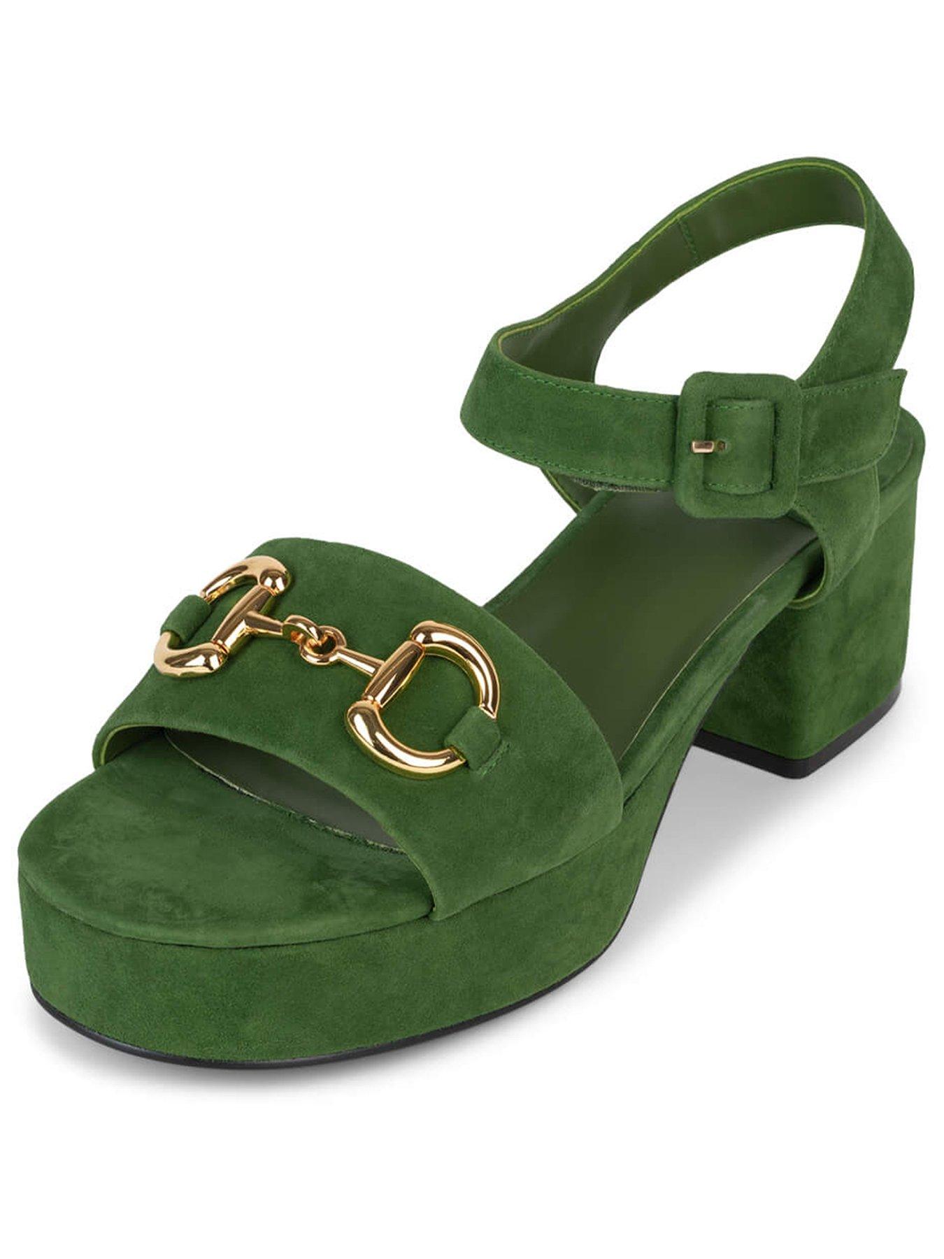 Image 2 of 4 of Jeffrey Campbell Timeless Suede Platform Sandals - Green