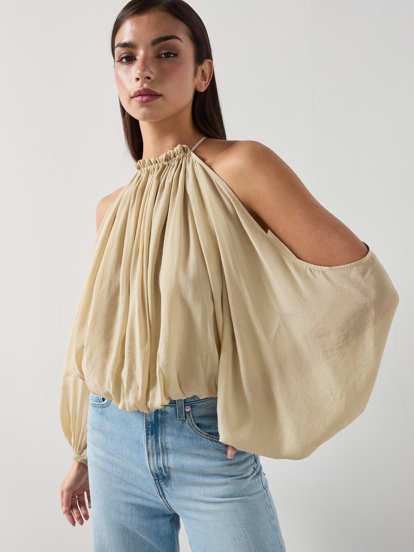 Mango Off-the-shoulder Lyocell Blouse - Green
