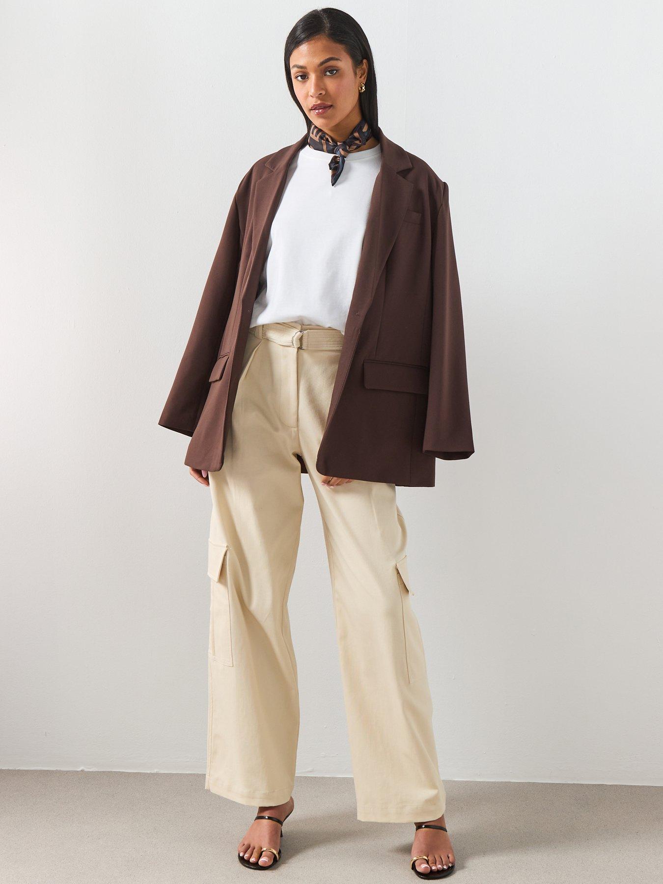 Image 3 of 6 of Mango Belt Cargo Trousers - Cream