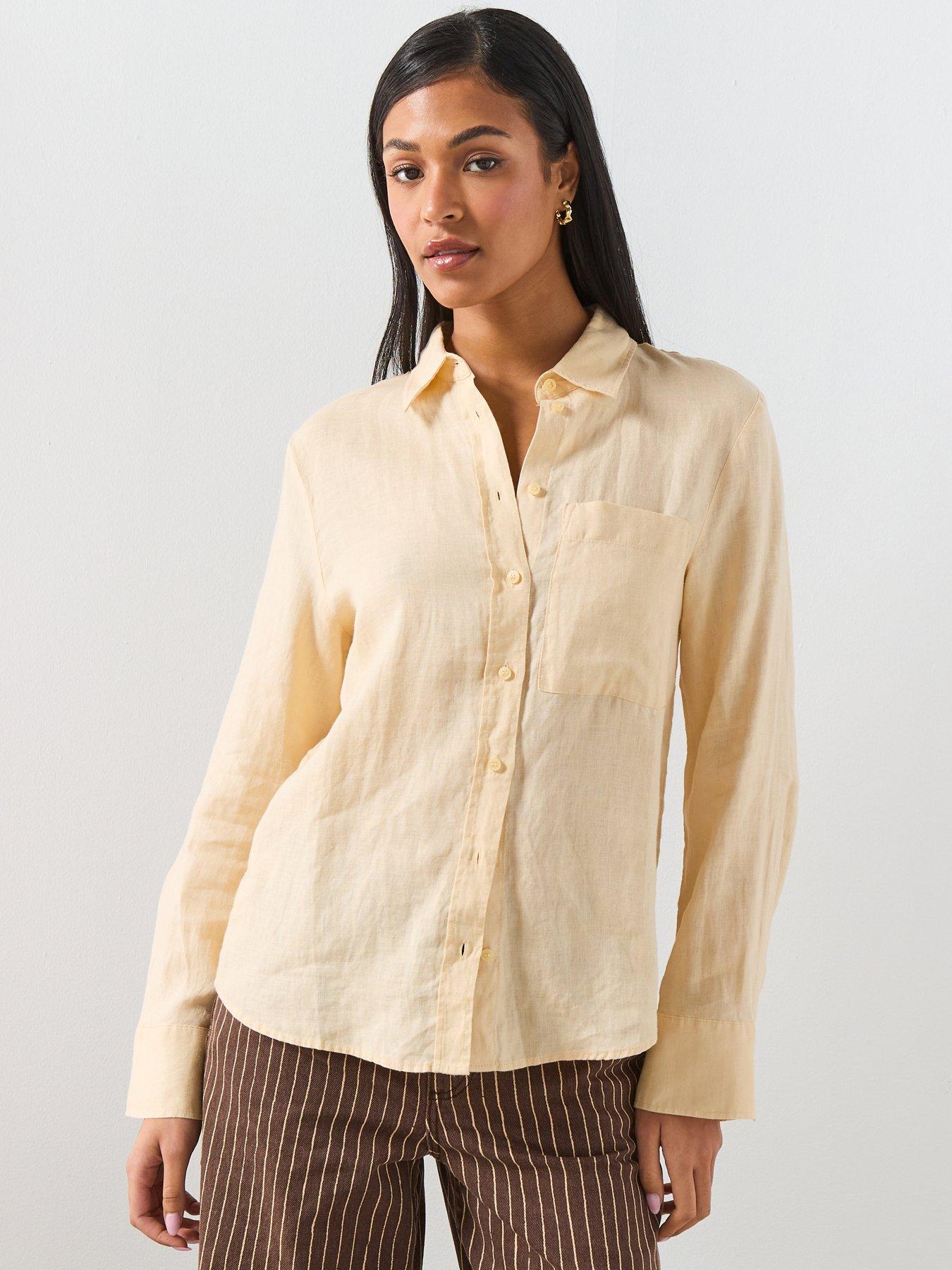 Mango Pocket Linen Shirt - Yellow