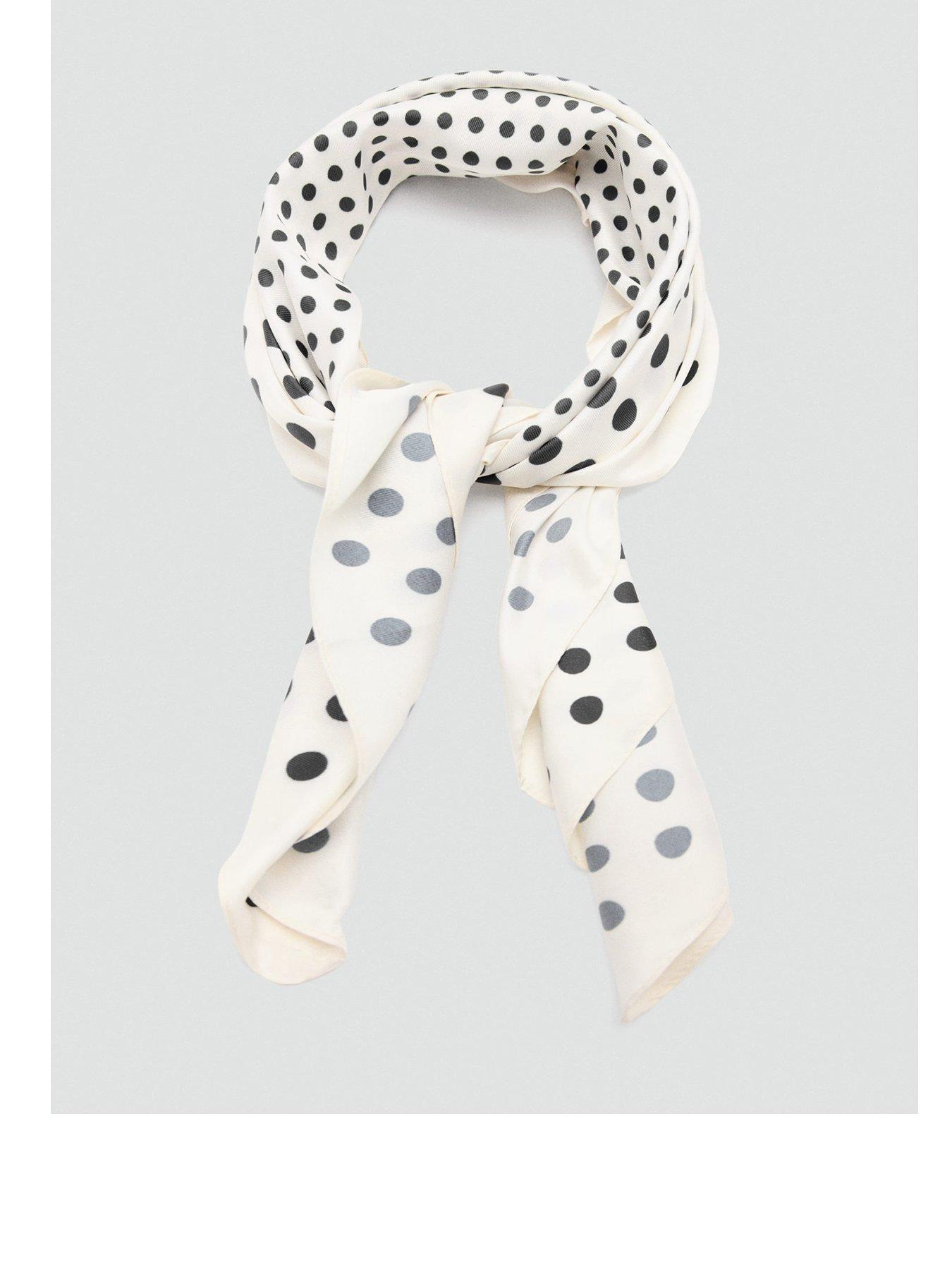 Image 1 of 3 of Mango Satin Check-print Scarf - Cream