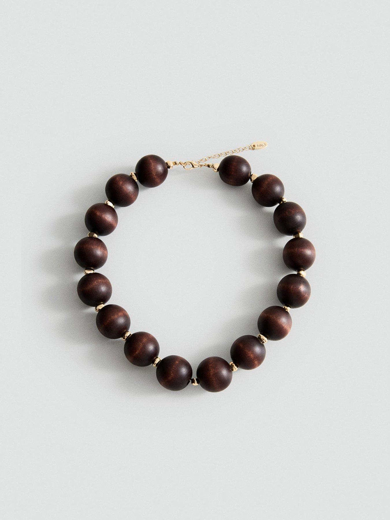 Image 5 of 5 of Mango Wooden Ball Necklace - Brown