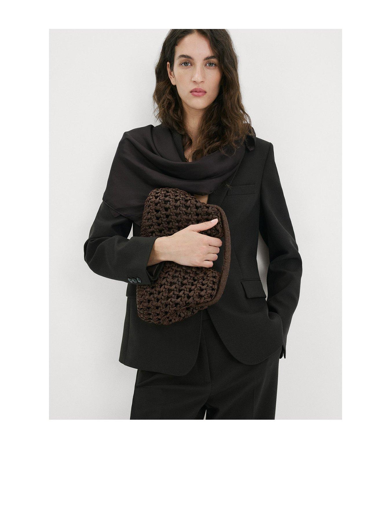 Image 1 of 6 of Mango Natural Fibre Handbag - Brown