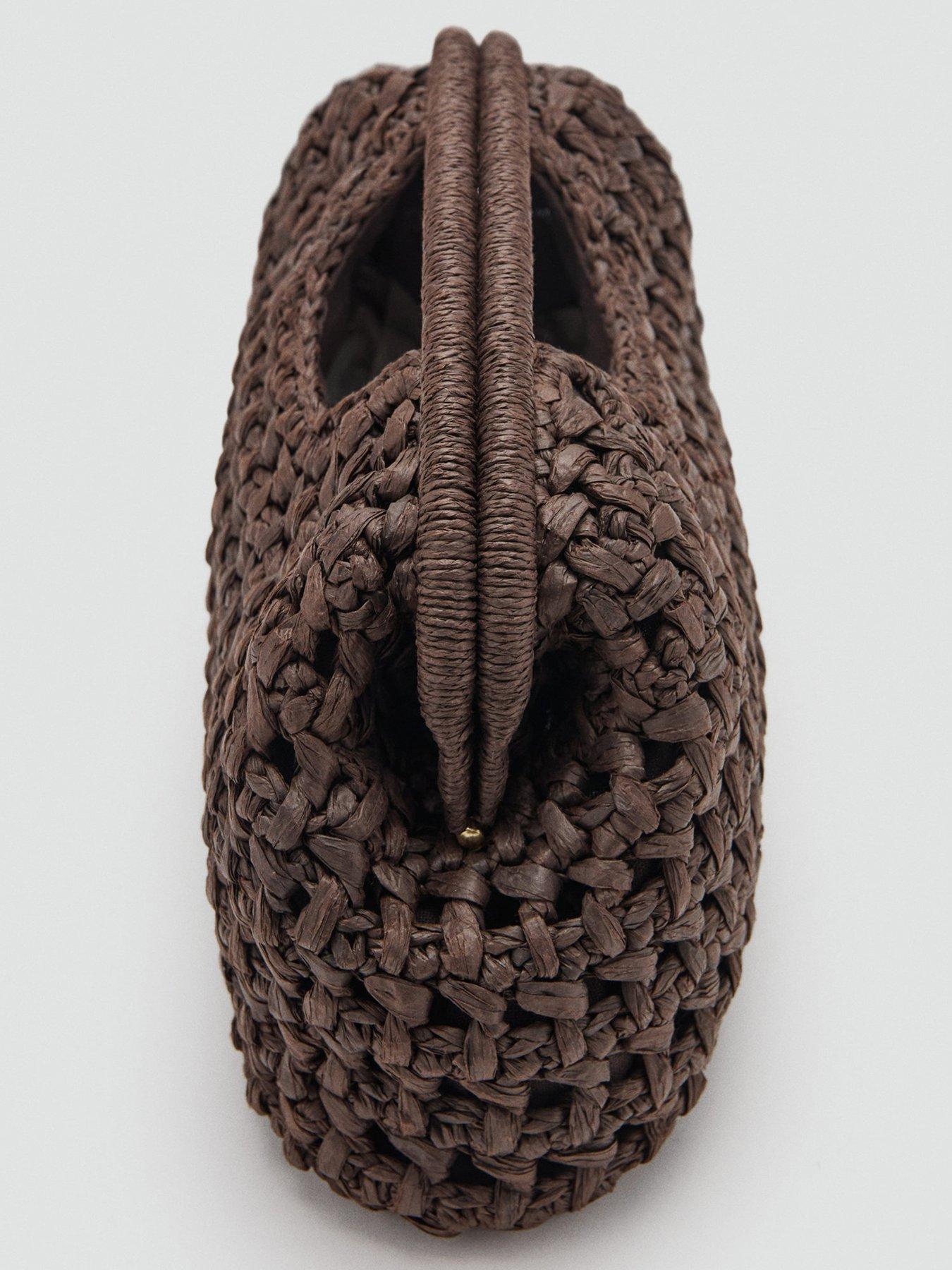 Image 5 of 6 of Mango Natural Fibre Handbag - Brown