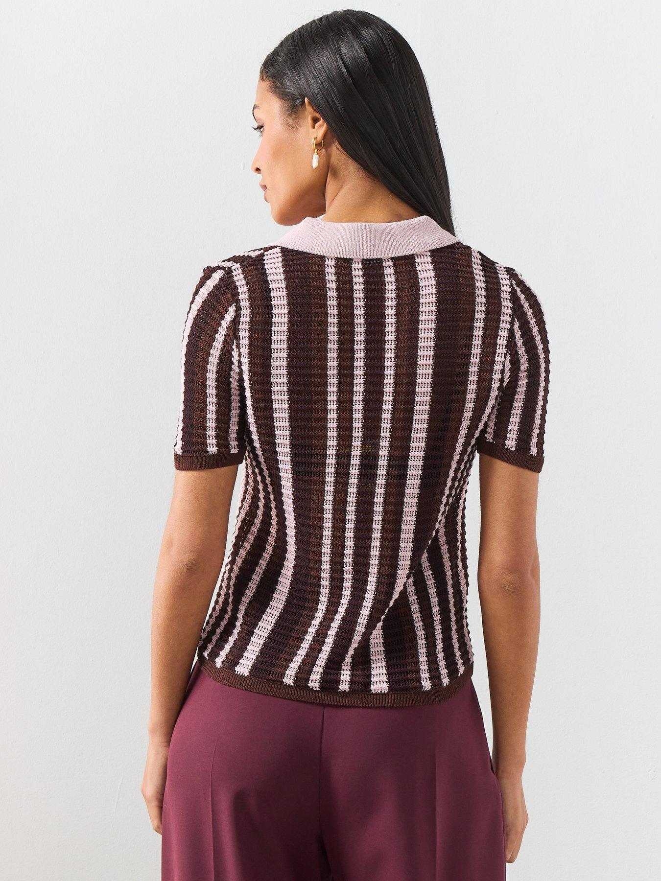 Image 2 of 6 of Mango Knitted Polo Sweater - Brown