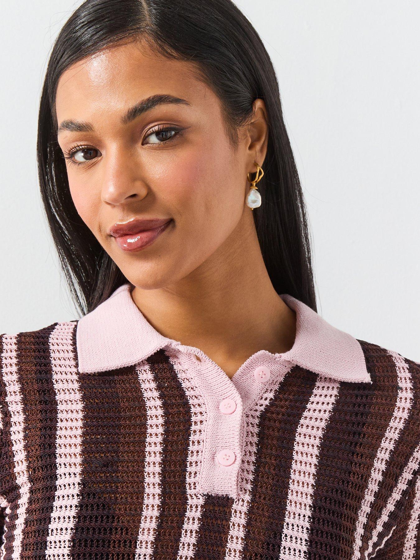 Image 4 of 6 of Mango Knitted Polo Sweater - Brown