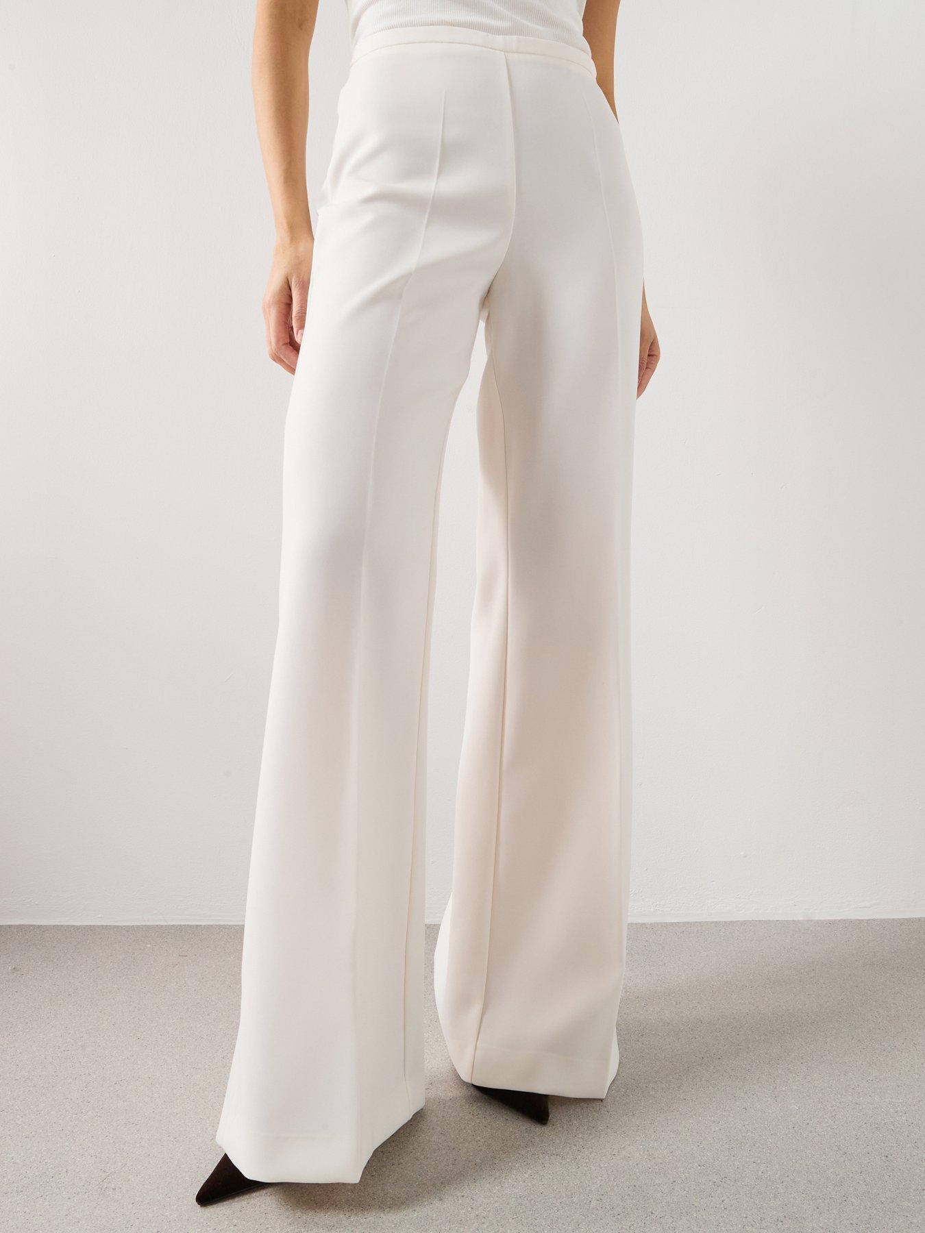 Mango High-waist Suits Trousers, Cream, Size 12, Women