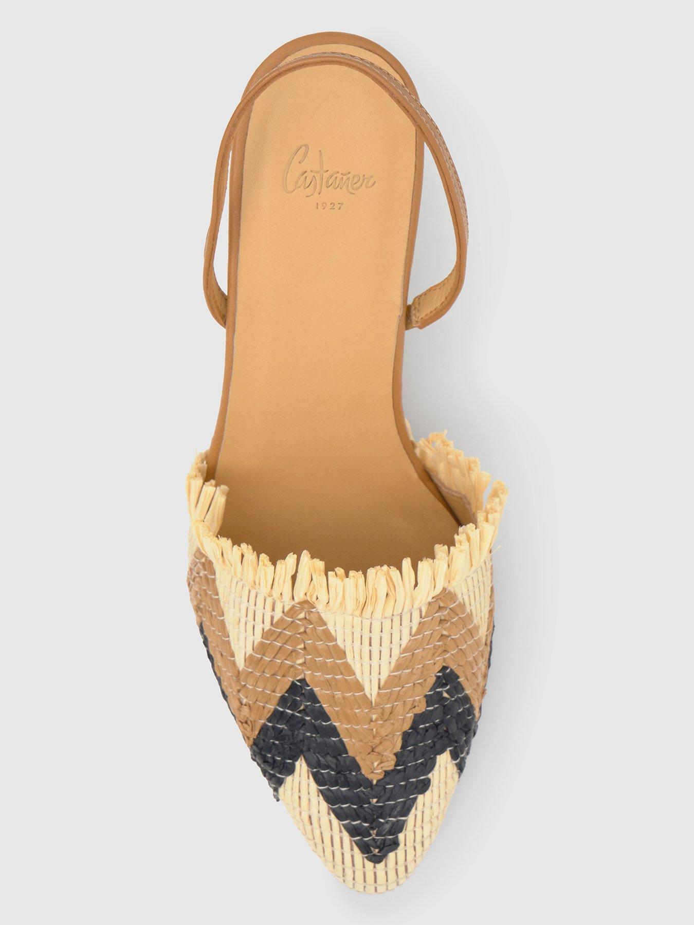 CASTANER Zig Zag Raffia Low Wedge - Beige | Very