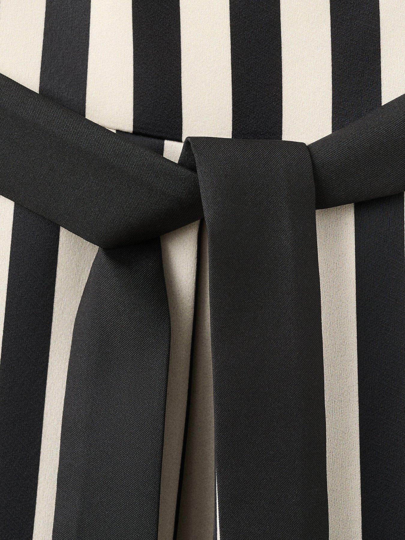 Image 4 of 6 of Mango Belt Striped Dress - Black