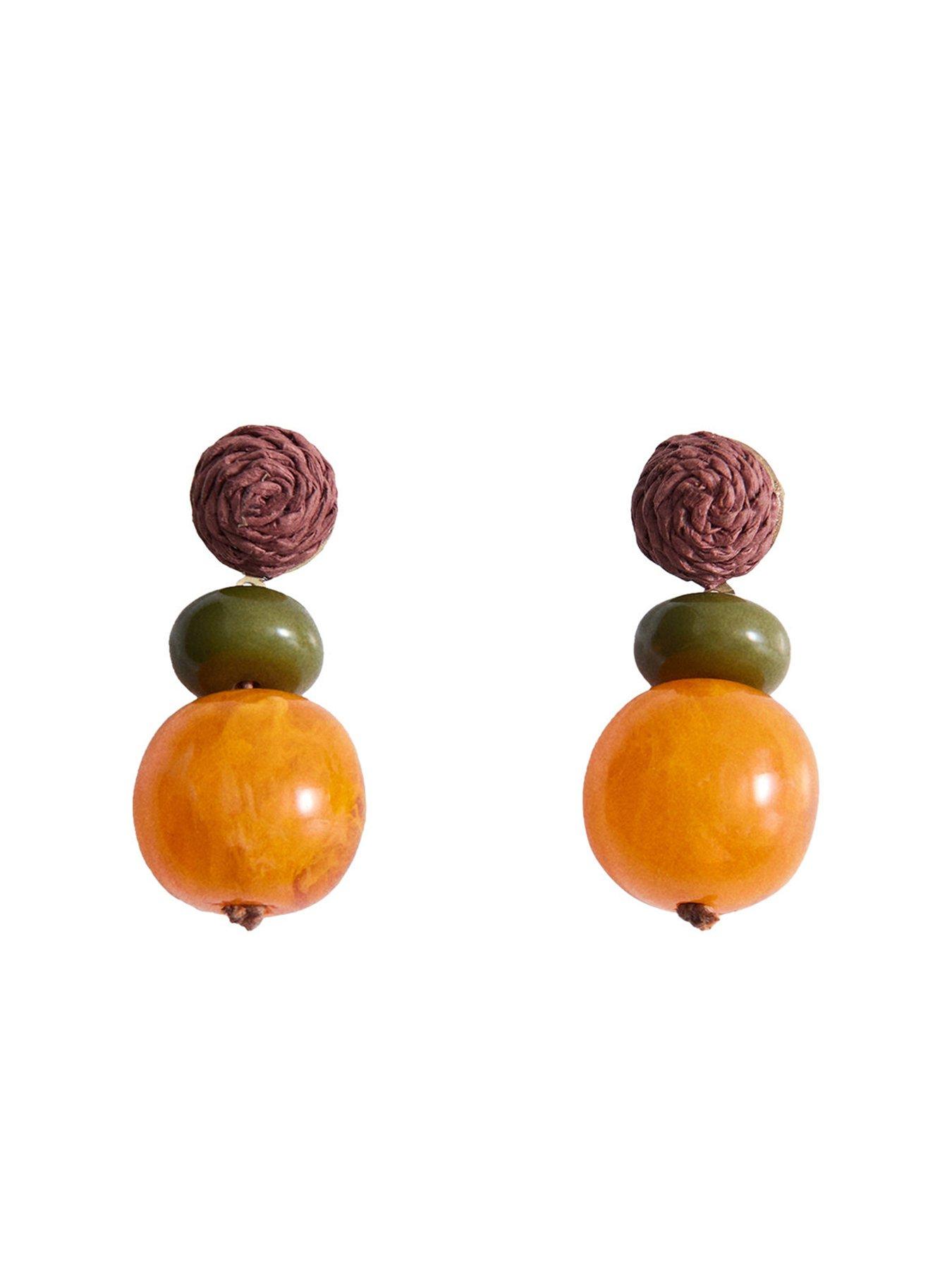 Image 2 of 3 of Mango Combined Resin Hanging Earrings - Orange